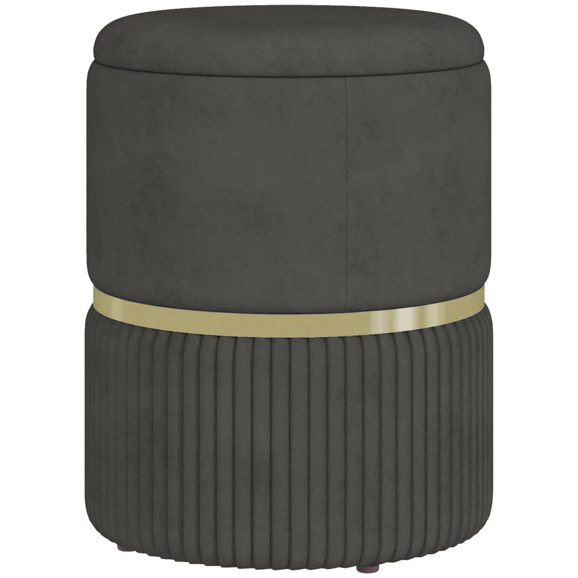 Pouf ottoman footstool, storage chest, corduroy velvet, modern design, 36 x 36 x 44 cm, for living room, bedroom, gray