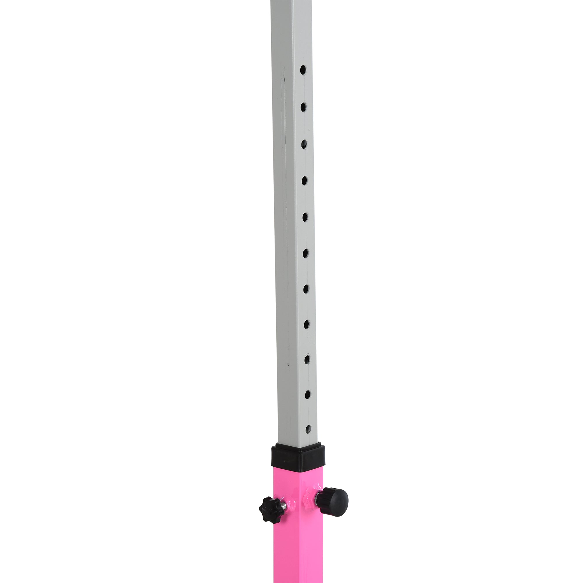 HOMCOM Kids Festes Turngerät - 13-fach höhenverstellbar von 92 bis 150 cm - Rosa Stahl, Massiv Buchenholz