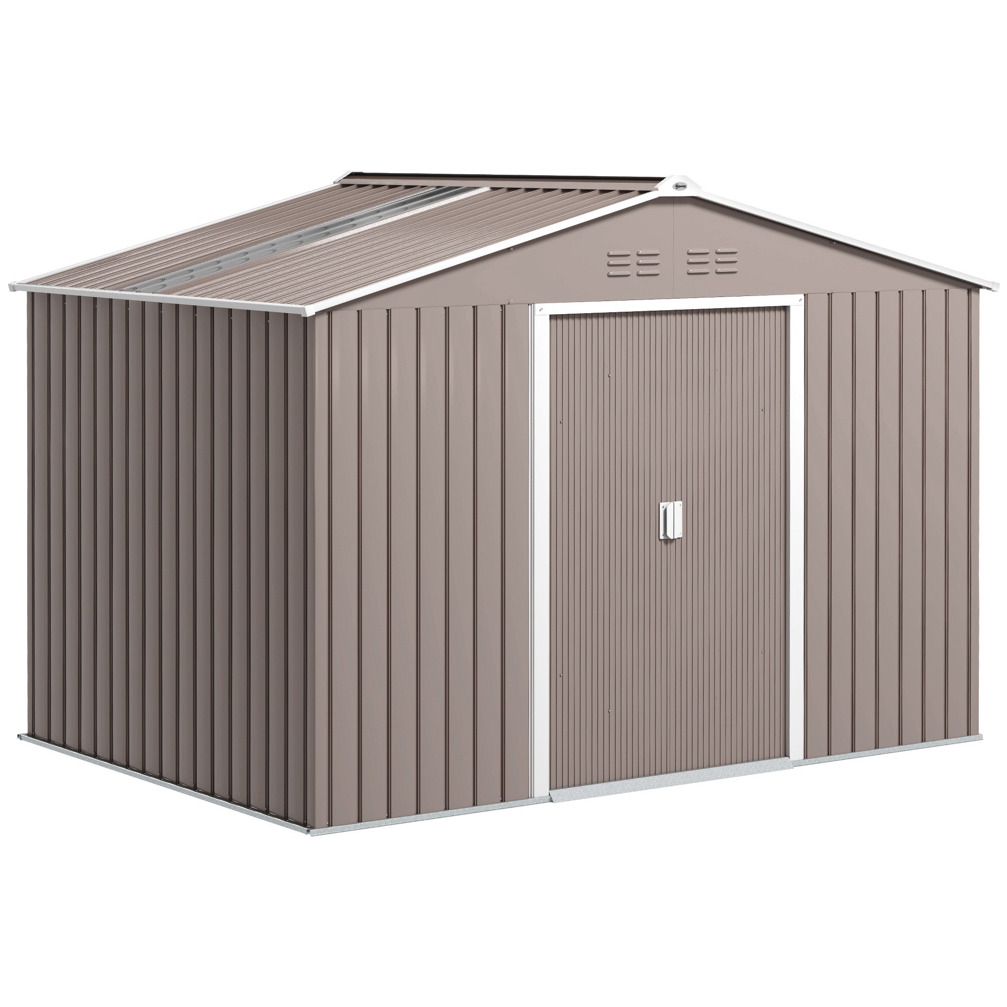 Tool Shed 4.9 m?, Garden Shed with Pent Roof, Sliding Door, Foundation, 277 x 195 x 192 cm, Tool Shed made of Galvanized Steel, Weatherproof, for Garden, Light Gray