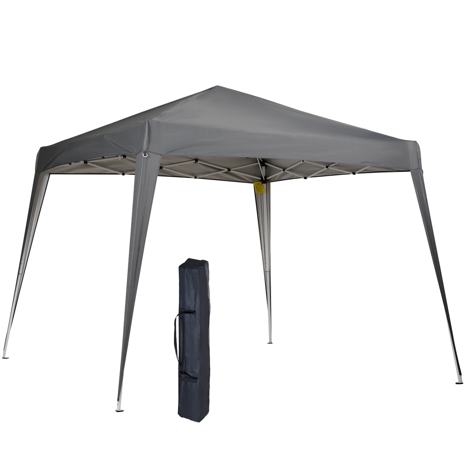 Outsunny 2.4x2.4m Zložljiv Paviljon z UV Zaščito, Party Šotor z Nosilno Torbo za Vrt, Balkon, Siva Jeklo