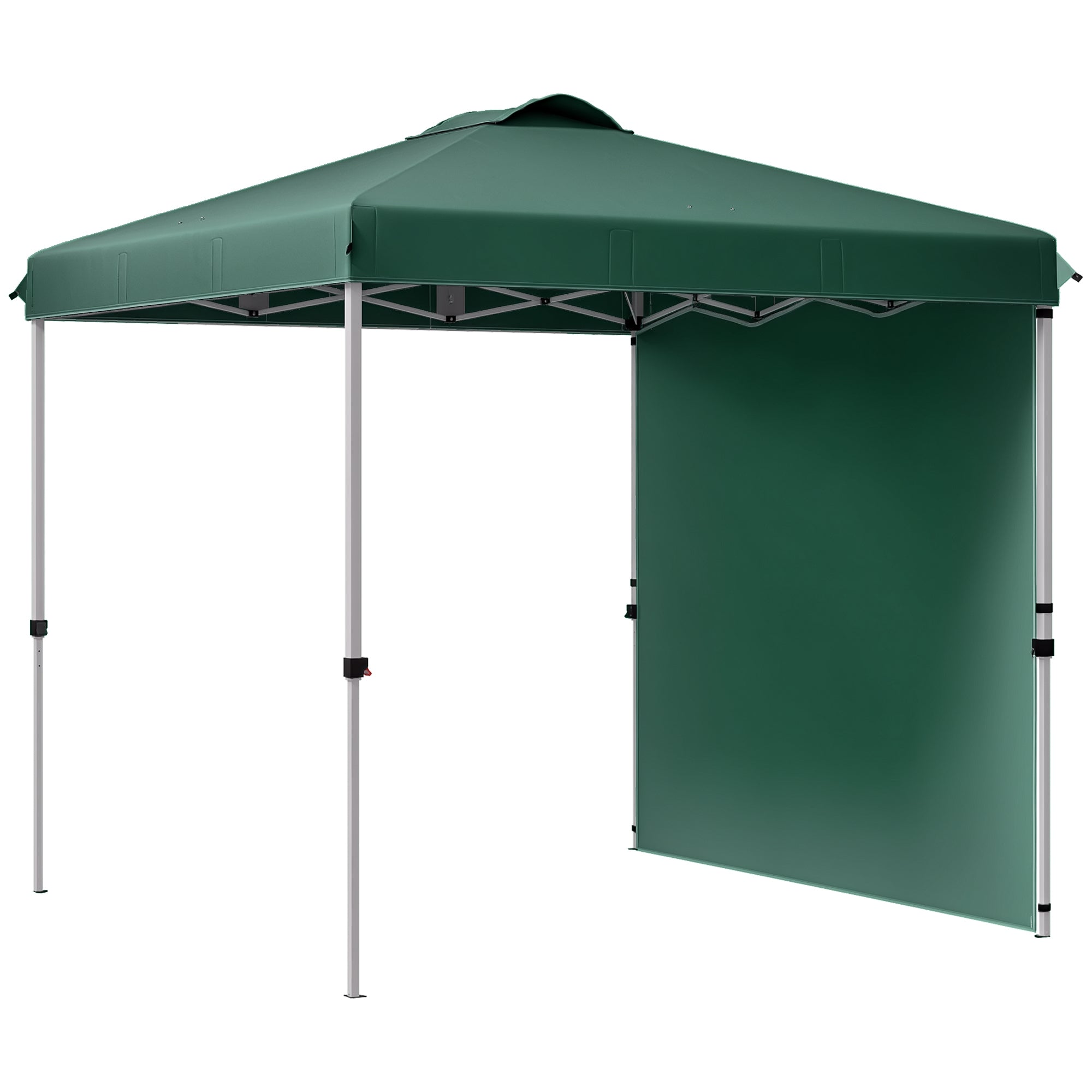 Outsunny Faltbares Gazebo 2,5x2,5 m Gartenmarkise mit 1 Seitenwand, höhenverstellbar in 3 Stufen, Anti-UV, wasserdicht und mit Sandsack – Grünes Gazebo für Camping und Partys im Freien