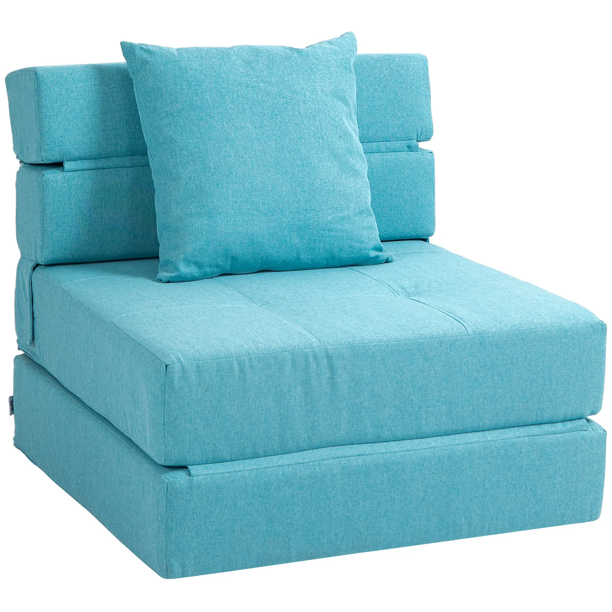 Folding Sofa Bed Chair, Convertible Sleeper Chair Single Bed, Floor Sofa for Small Spaces, Guest Bed with Pillow, Modular Folding Mattress Blue