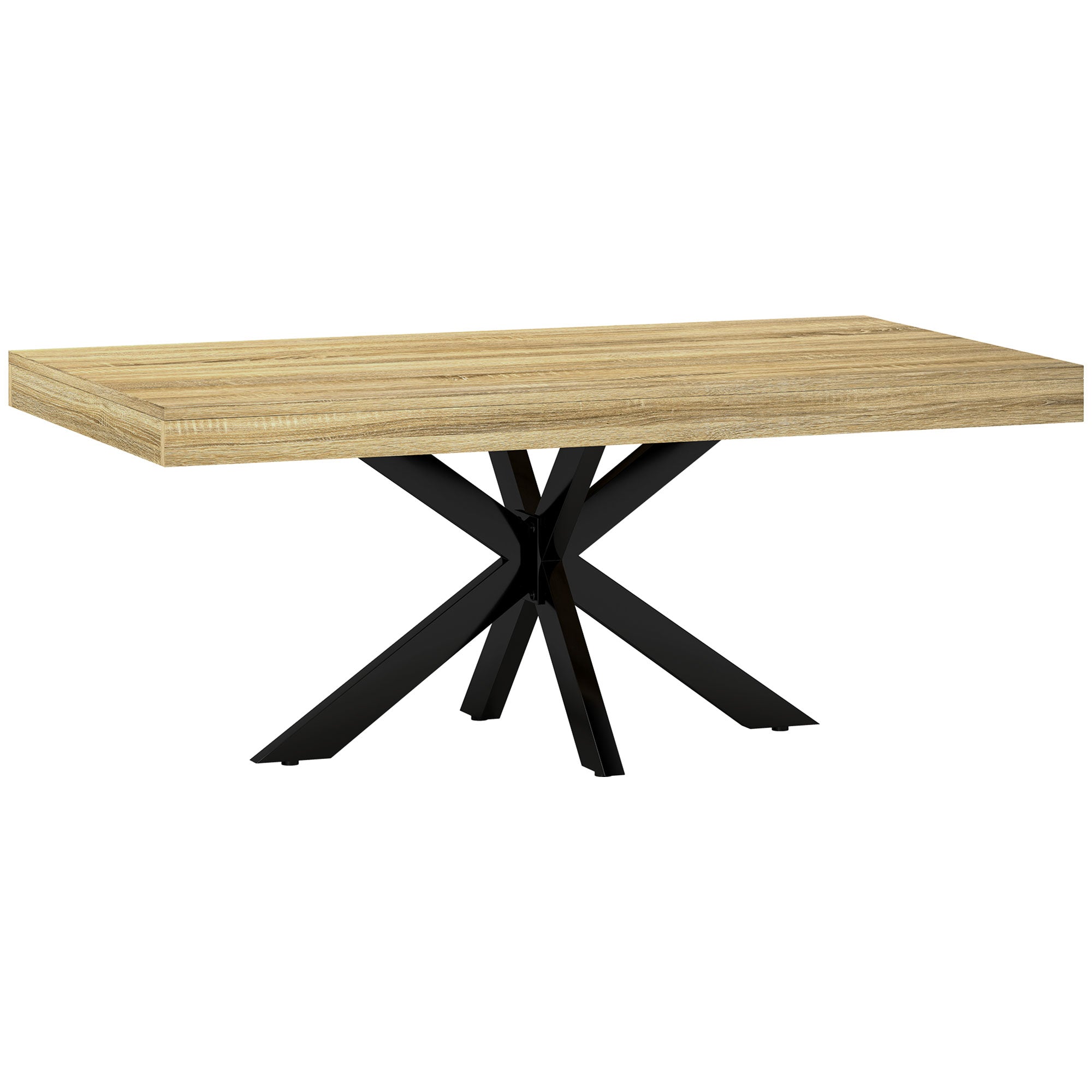 HOMCOM Rektangulær Kaffe- og Sidebord i Industriel Stil i Sort Metal og Naturligt Træ - 110 x 60 x 45cm