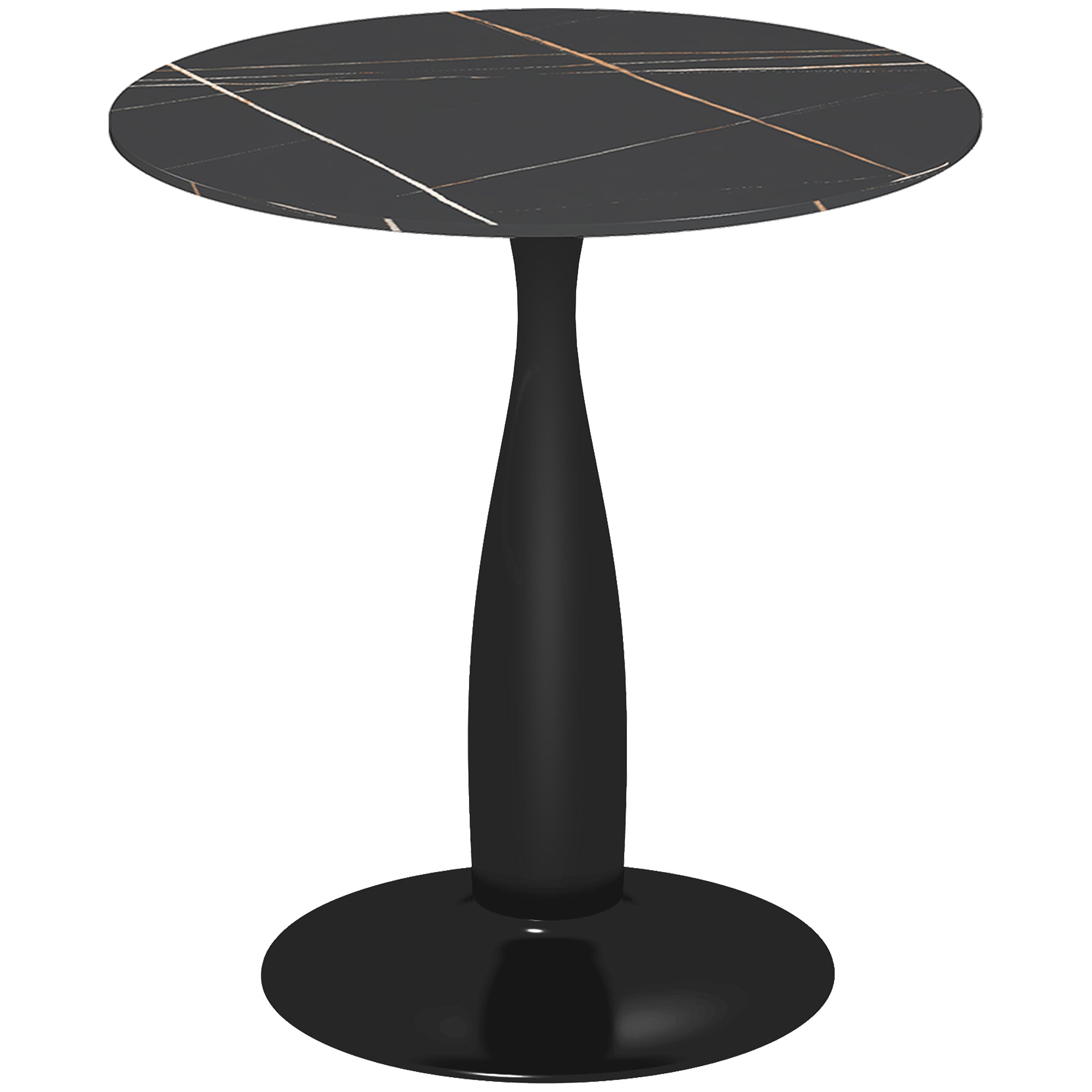 Dining Table, Round Kitchen Table, Modern Dining Table Coffee Table with Steel Frame, Bar Table for 2 Persons, ?70 x 74 cm, Black