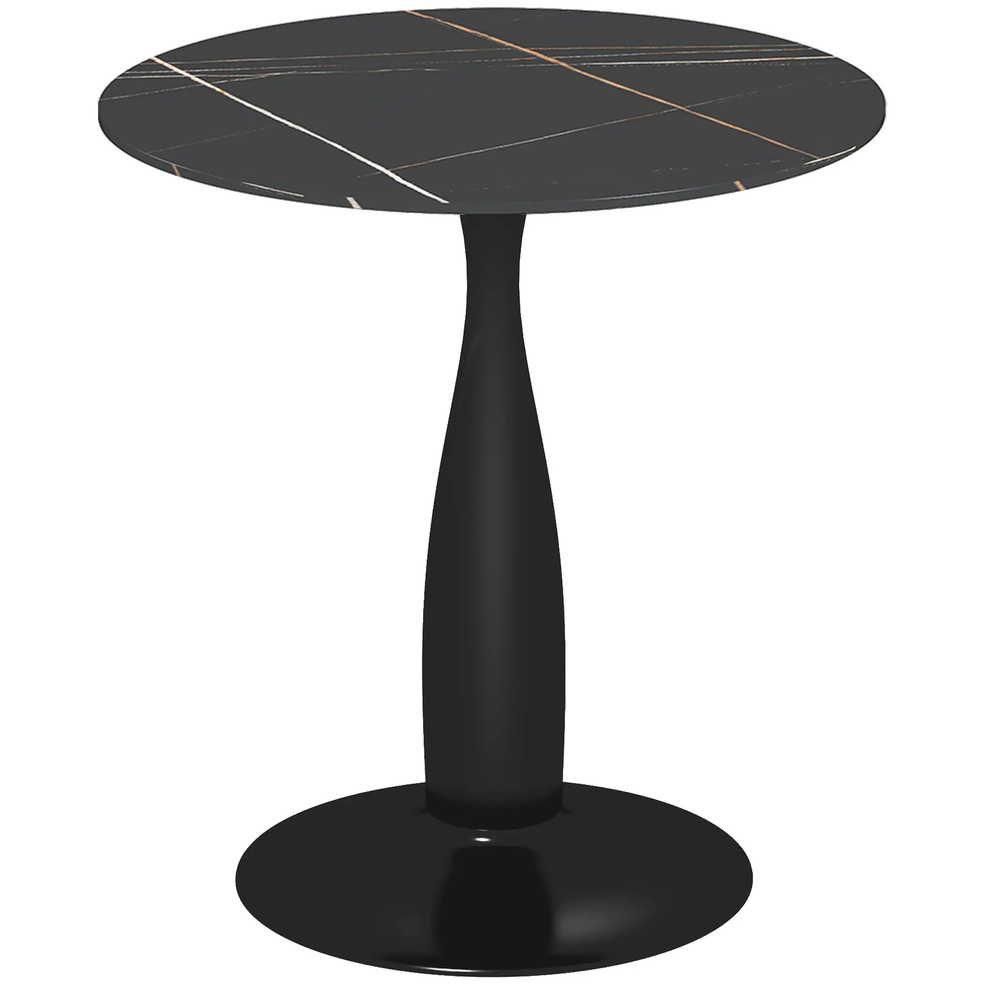 Dining Table, Round Kitchen Table, Modern Dining Table Coffee Table with Steel Frame, Bar Table for 2 Persons, ?70 x 74 cm, Black