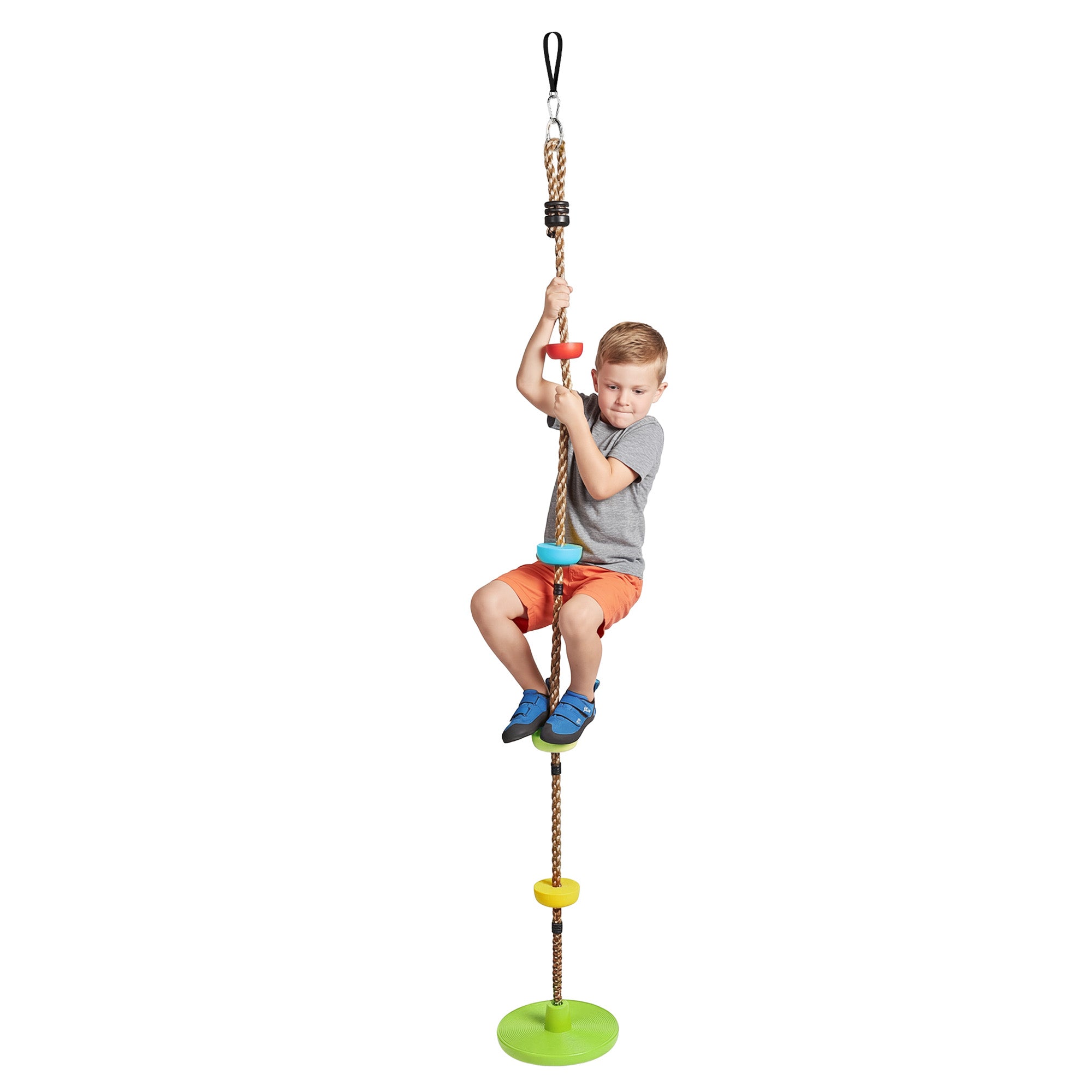 Set Slackline enfant AIYAPLAY « Ninja Line » avec balançoire et plateformes — pour 3 à 8 ans, vert