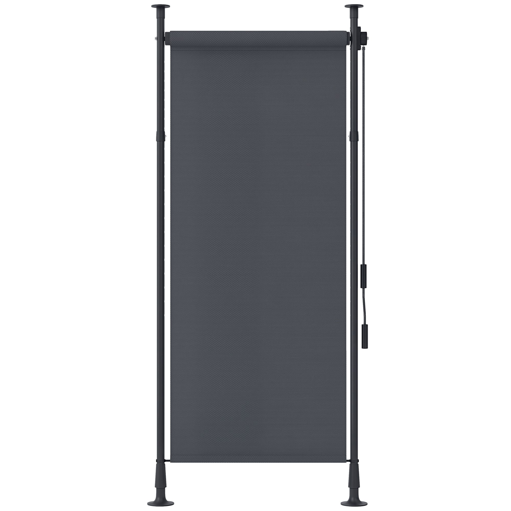 Vertical Awning 120 x 220-310cm Retractable Vertical Awning Clamp Awning with Crank Sun Protection Privacy Wind Protection Outdoor Roller Blind Awning for Balcony Terrace Garden Dark Gray