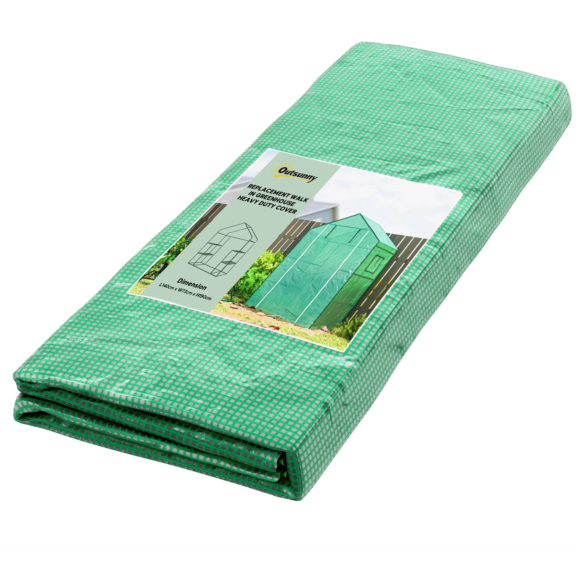 Greenhouse Film 1.4 x 1.9 m, Waterproof Garden Film with UV Protection Window, Tear-Resistant Polyethylene Film, Cover for Greenhouse, Tunnel Film for Outdoor Area, Plants, Green