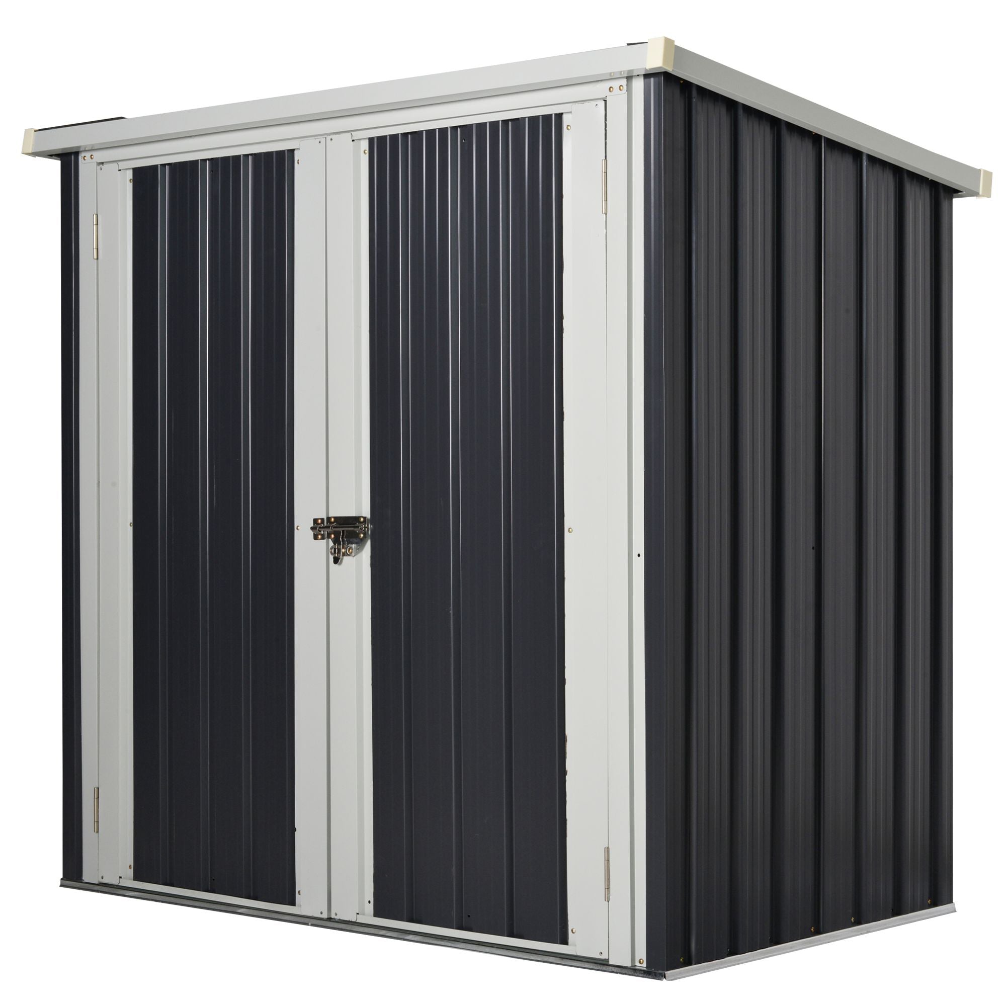 Metal Garden Shed Outdoor Storage Shed Steel Tool Shed Lockable Double Door Bike Storage Shed for Garden Patio 147x86x134 cm Black