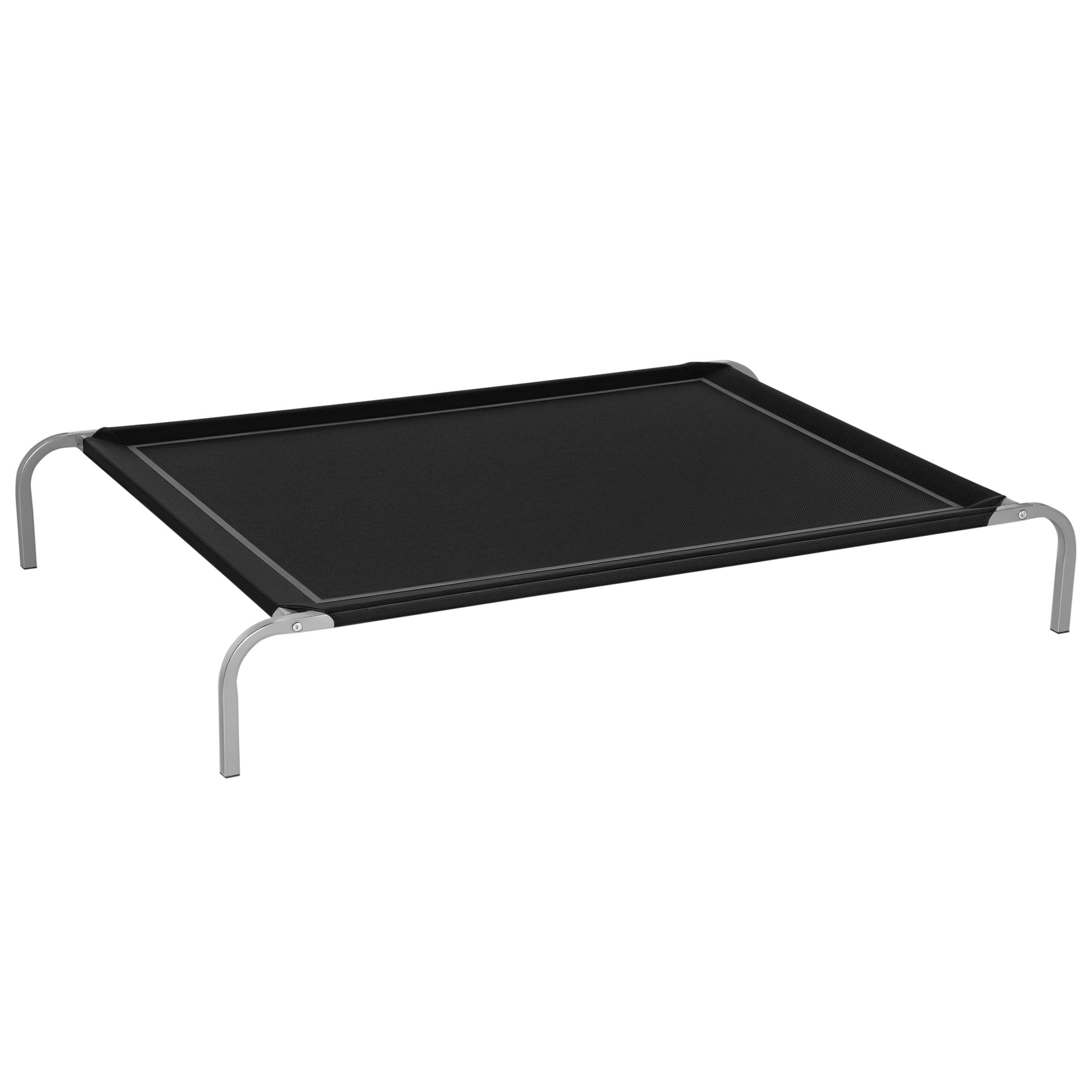 PawHut Hög Elevation Pet Bädd för Hundar Katter Andningsbar Bädd 130x90x20 cm för Sova Avkoppling med Stålram för Inomhus Utomhus Svart