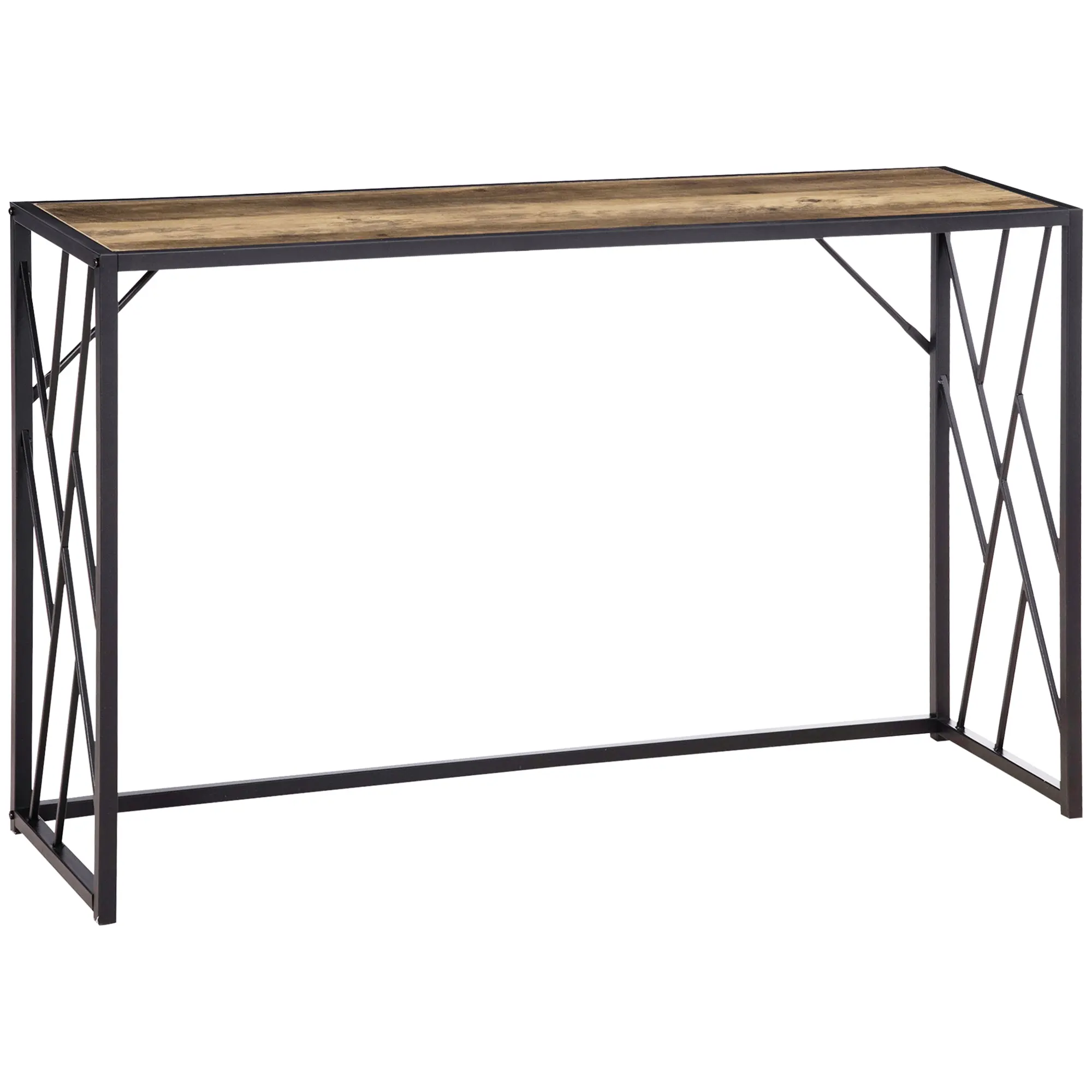 Console Table, Side Table with Steel Legs, 120 x 35 x 75 cm, Industrial Hallway Table, End Table, for Small Space, Entryway, Hallway, Living Room, Bedroom, Brown
