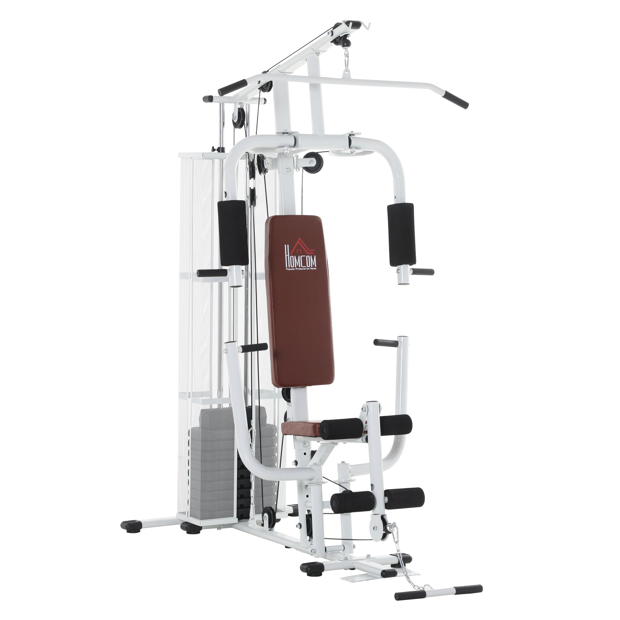 HOMCOM Krafttrainingsstation Fitnessstation mit Latissimuszug, Butterfly-Stange, 45 kg Gewichten, Kabel Fitnessgerät bis 120 kg Tragkraft, Multifunktionale Krafttraining Multistation für zu Hause in W