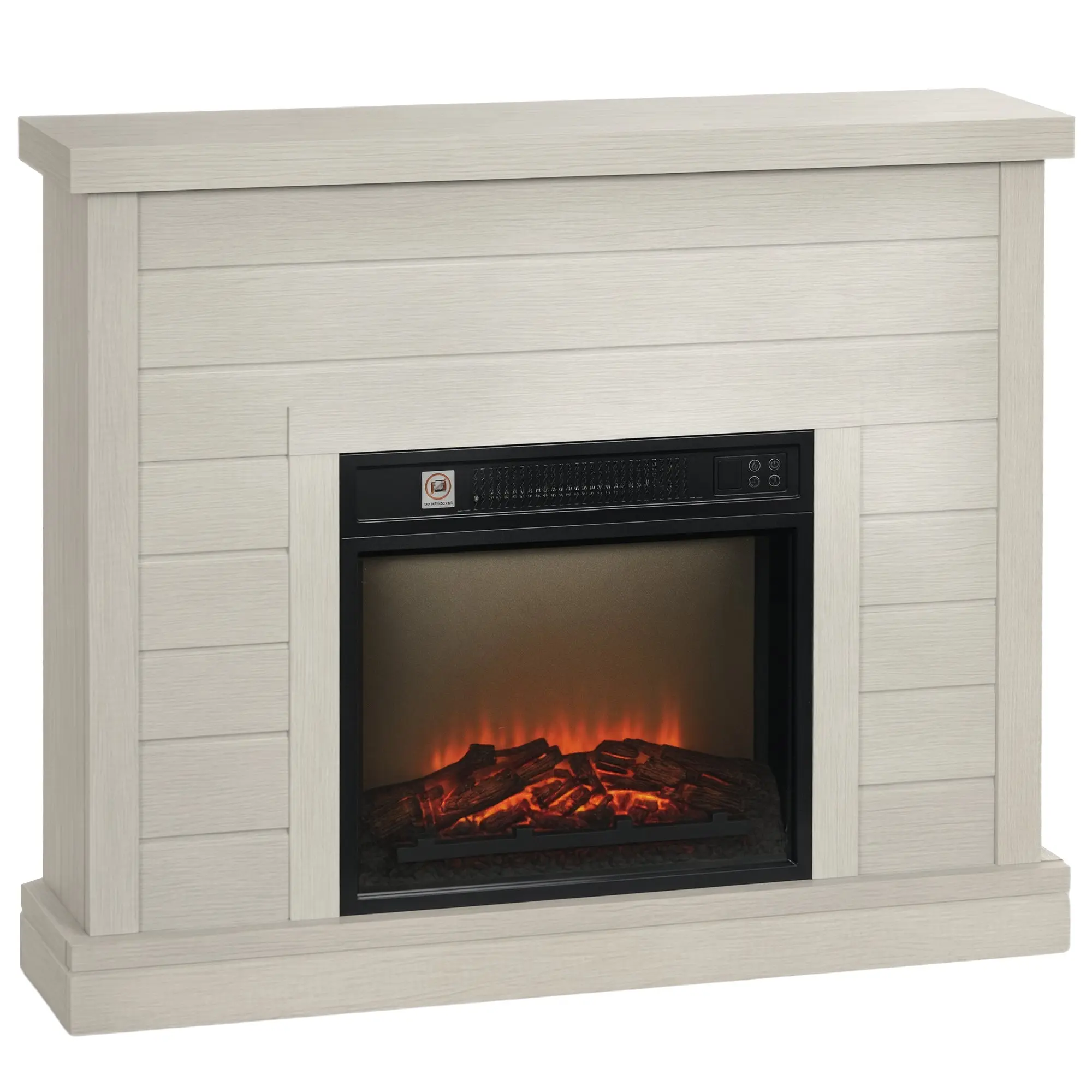 Electric Fireplace 1800W Decorative Fireplace with Flame Effect Remote Control Weekly Timer Overheating Protection for 323 sq. ft. Light Gray Room