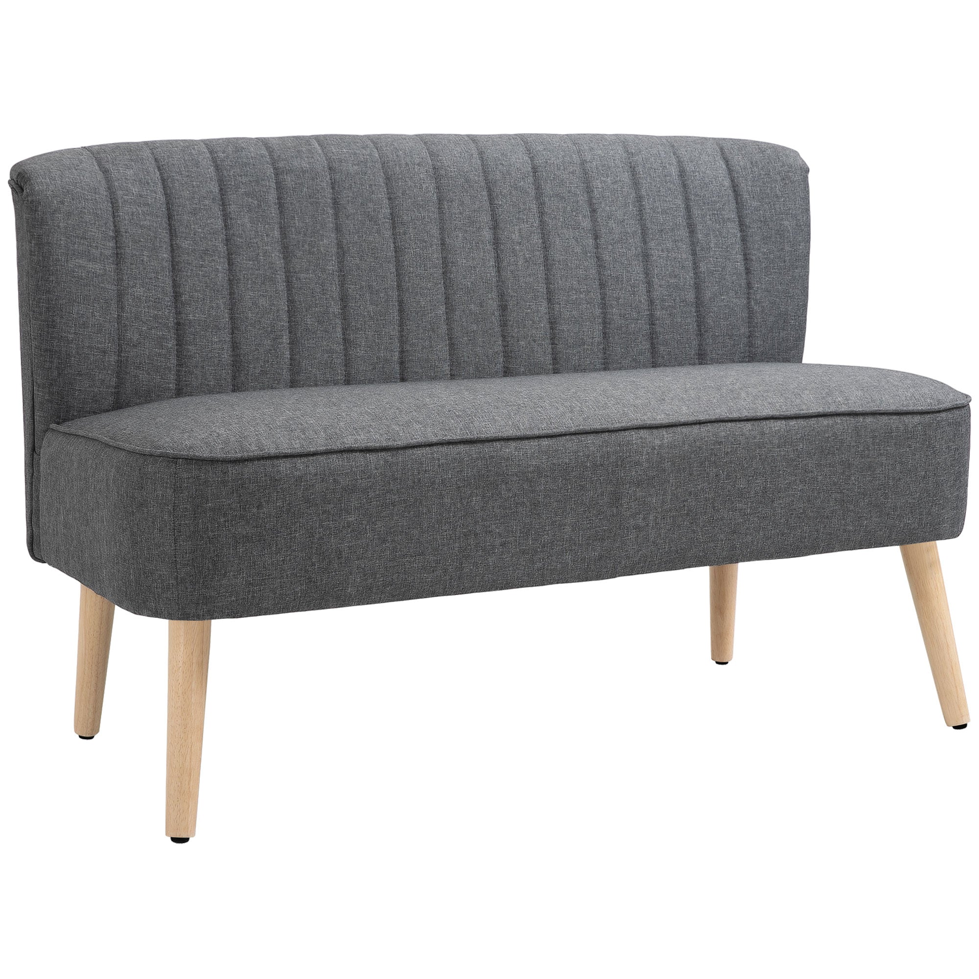 HOMCOM dvosed za dva — manjši kavč v videzu lanu za dnevno sobo, spalnico in manjše prostore, siva (117 x 56,5 x 77 cm)