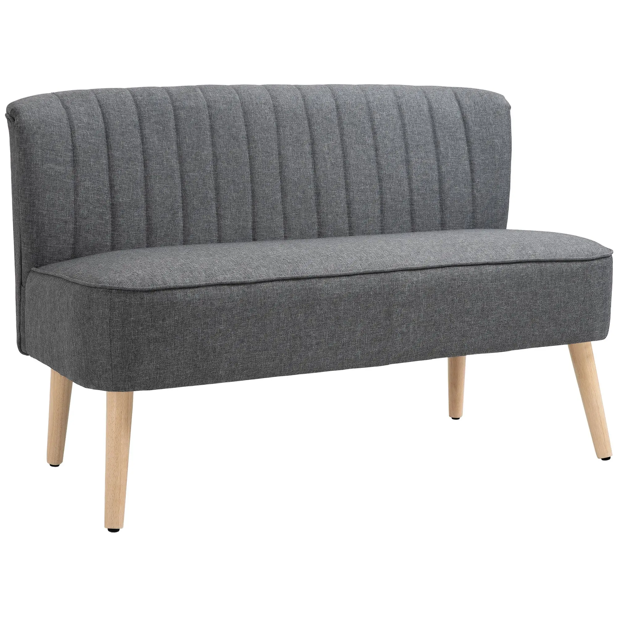 2-Seater Loveseat — Small Linen-Look Upholstered Sofa for Living Room, Bedroom, Small Spaces, Gray (46.1" x 22.2" x 30.3")