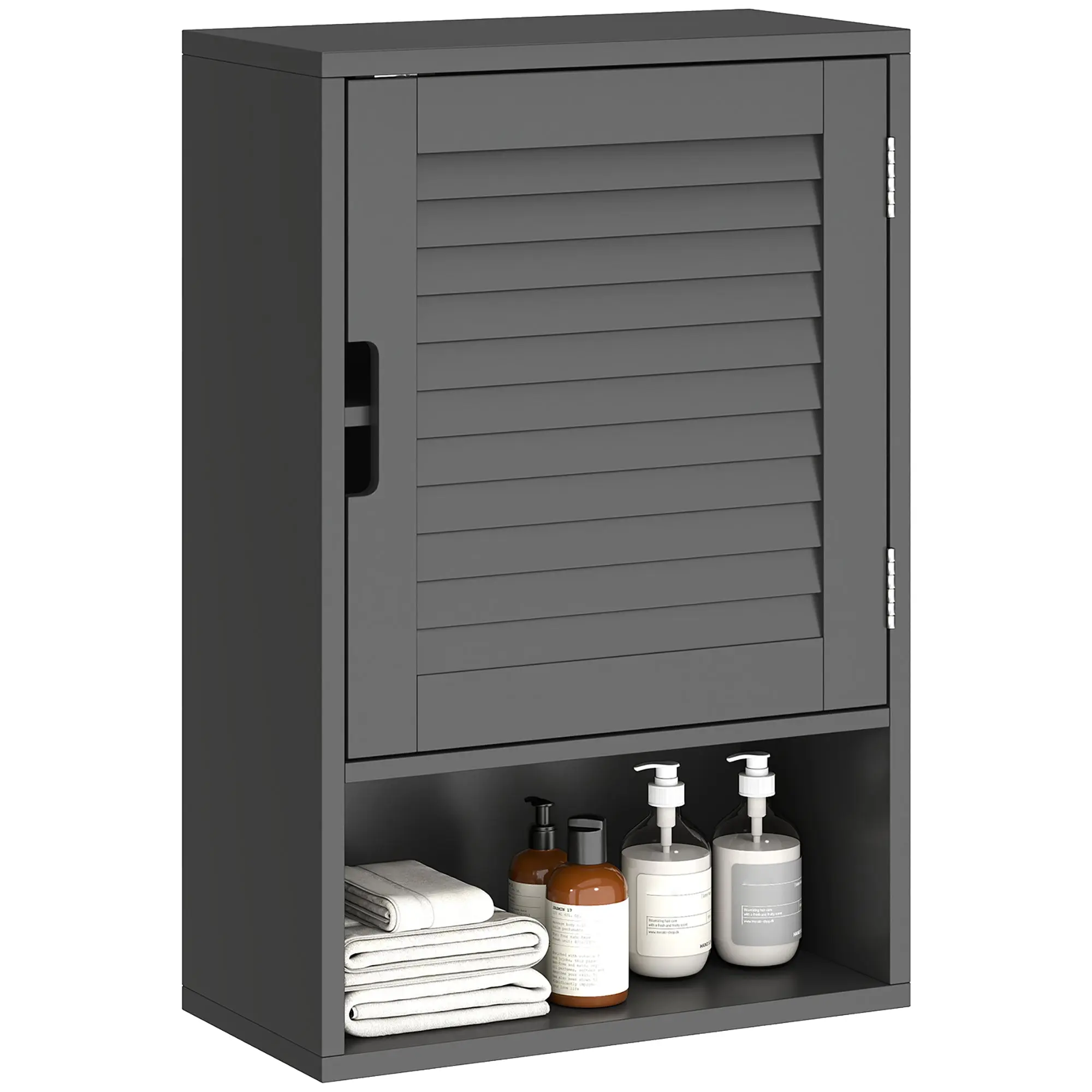 Wall-Mounted Bathroom Cabinet with Adjustable Shelf & Soft-Close Door — Multi-Purpose Bathroom & Hallway Storage, 40 x 20 x 60 cm (15.7 x 7.9 x 23.6 in), Black