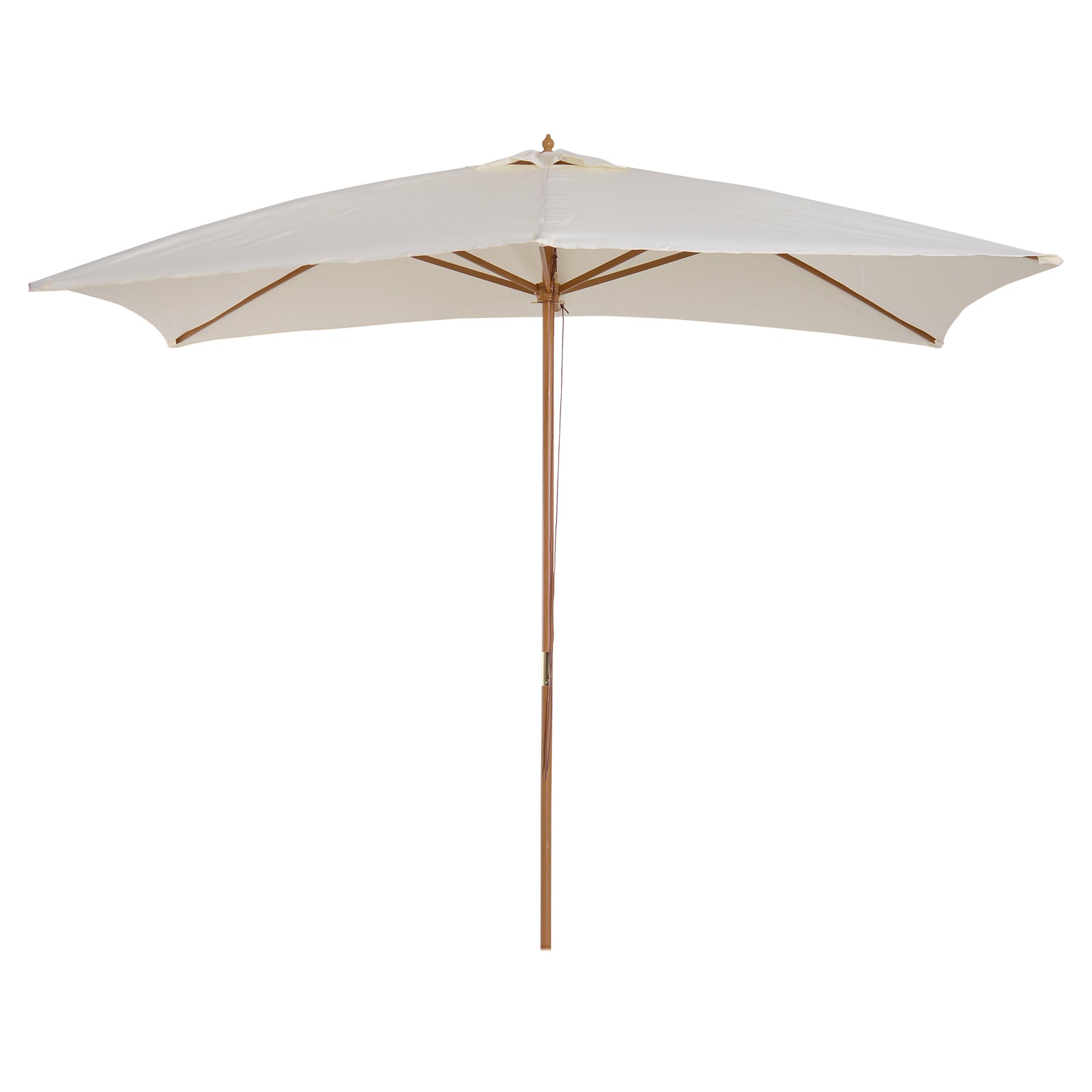 Outsunny Haveparasol 295x200 cm med Træstang, Bambusribber og Snor, Rekttangulær Vandtæt Parasol til Terrasse eller Altan, Klassisk Stil Creme