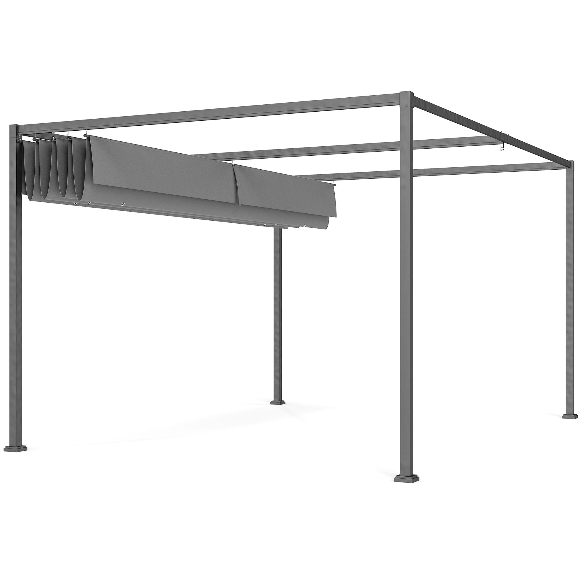 Pergola 4x3m Garden Pavilion with Adjustable Roof – Steel Terrace Canopy, Freestanding Sunshade for Garden and Terrace, UV & Water-Resistant, Dark Grey