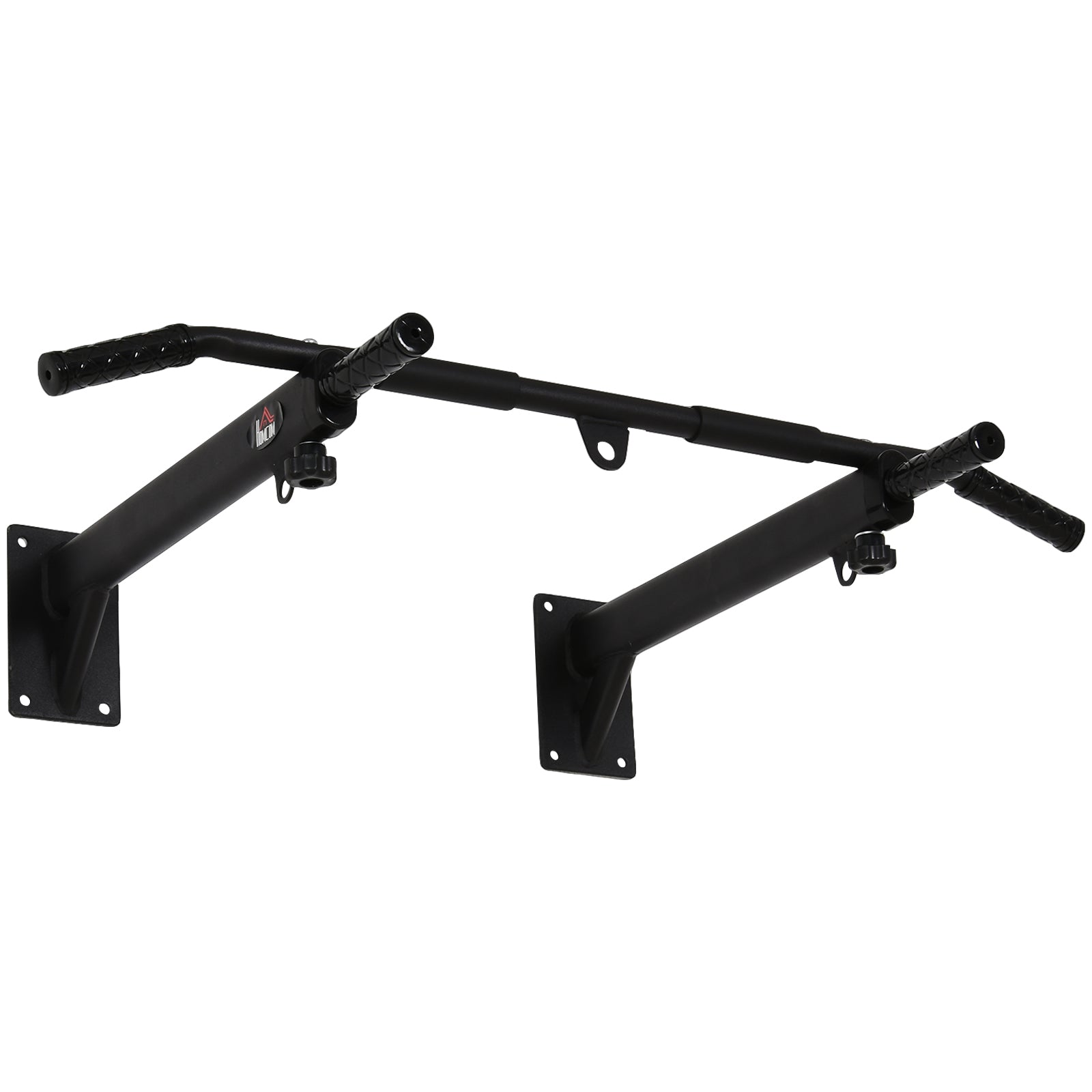 HOMCOM Pull Up Bar til Væg- eller Loftmontering med en belastning på op til 150 kg, Multifunktionel Pull Up Bar med Skridsikre Håndtag, Stabil Pull Up Bar til Hjemmetræning, Stål Sort