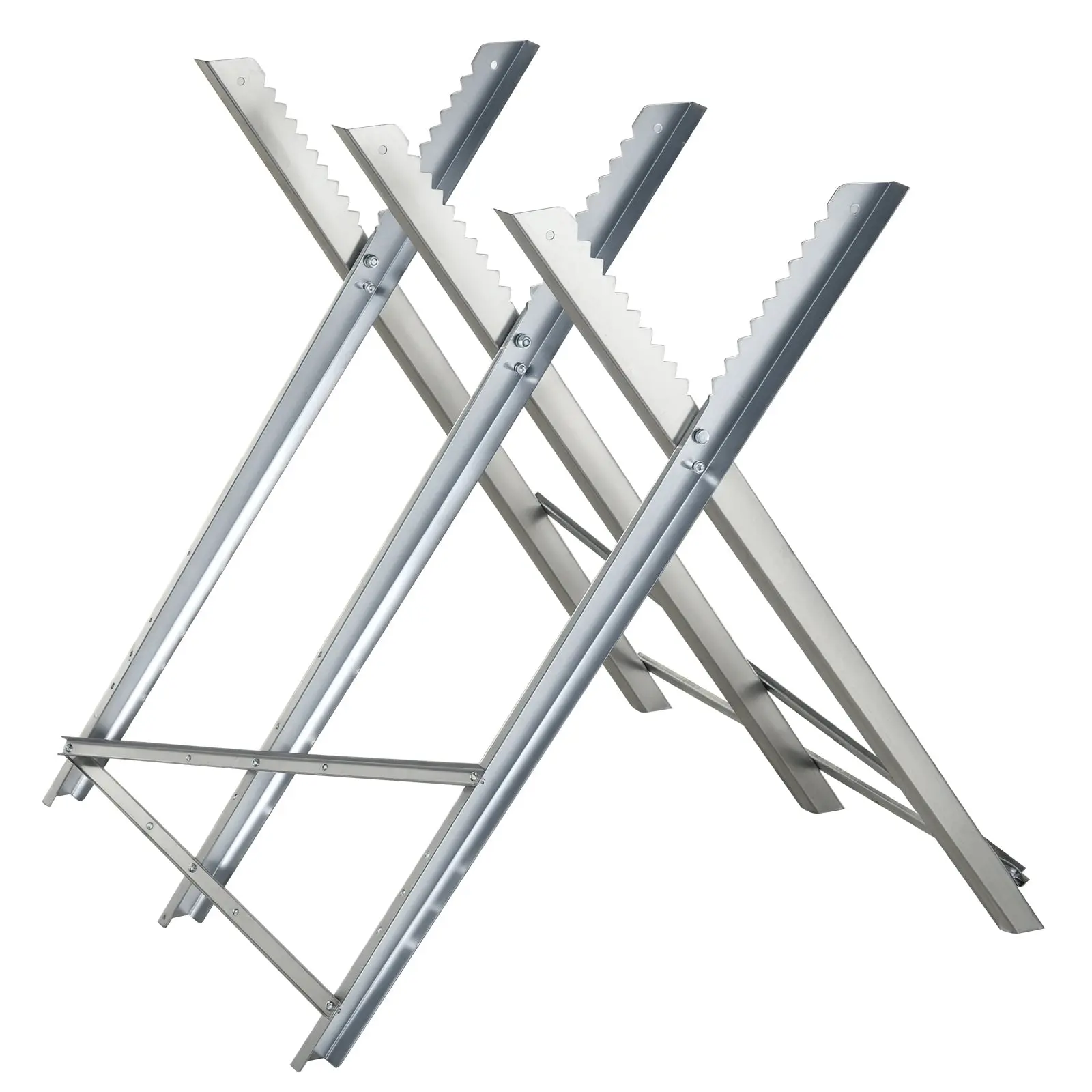 Chainsaw Horse Folding Sawhorse Saw Stand for Firewood Silver Metal 83 x 83 x 79 cm