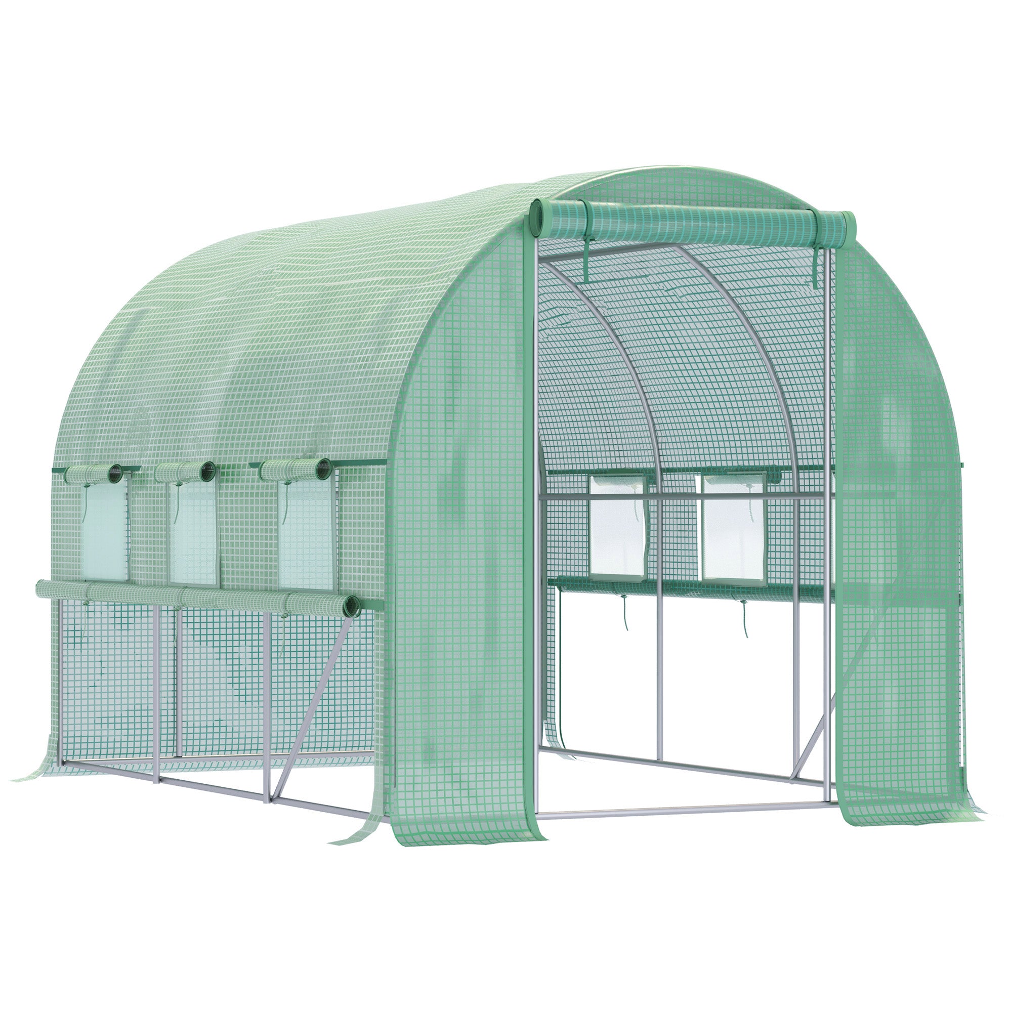 Walk-In Tunnel Greenhouse 2.95 x 2 x 2 m Polytunnel Greenhouse with Reinforced PE Cover, Roll-Up Windows & Zipper Door, Heavy Duty Steel Frame UV Resistant Garden Greenhouse