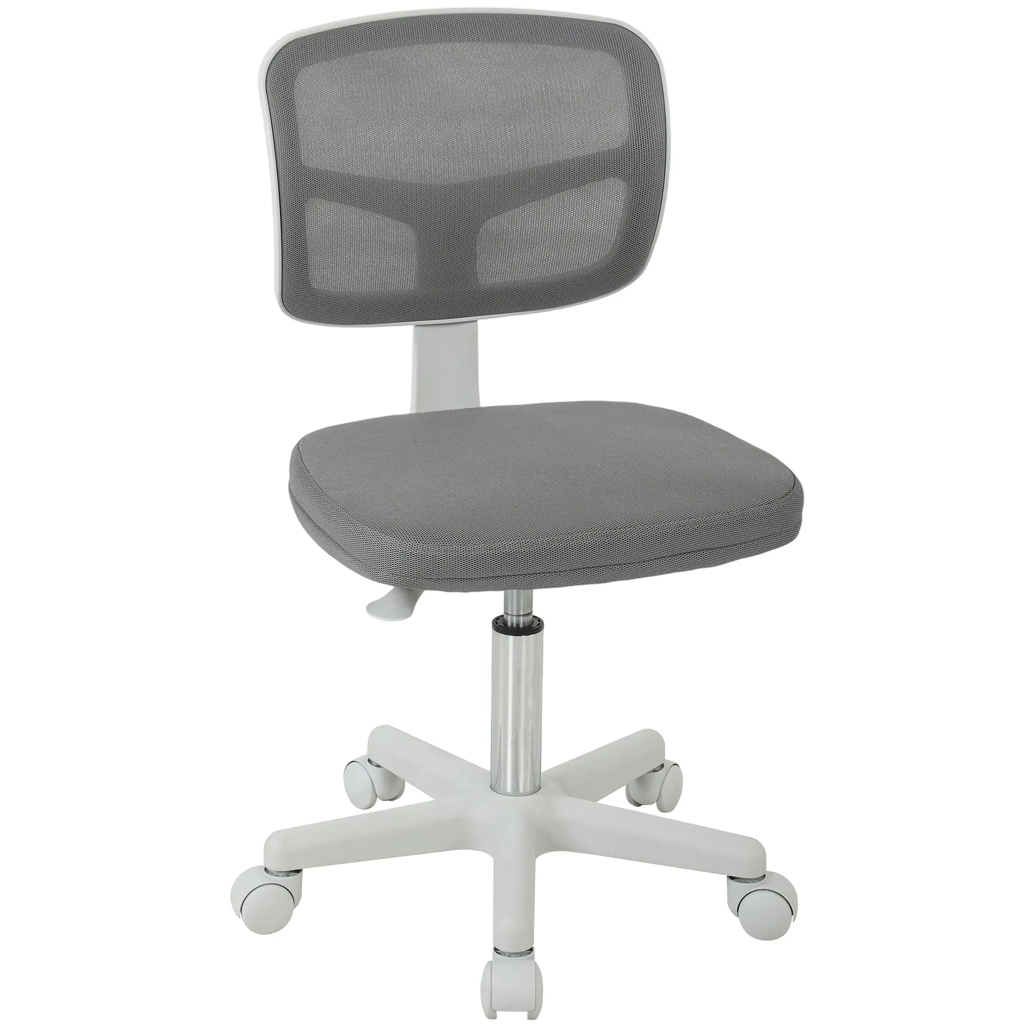 Armless Ergonomic Office Chair, Swivel Task Chair with Curved Mesh Back and Casters, Height Adjustable, Gray