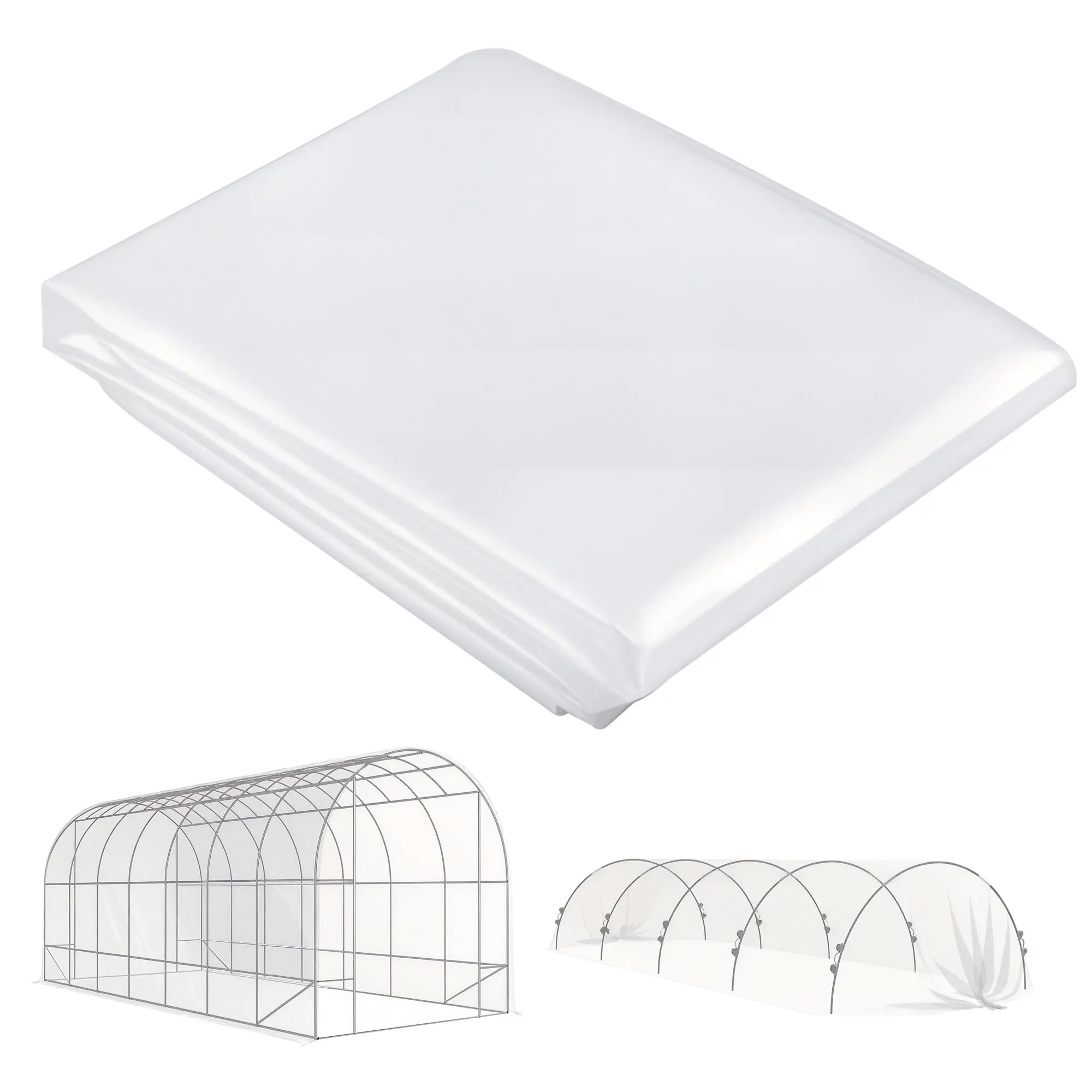 Greenhouse Film 7x8 m Waterproof Garden Cover with UV Protection, Extra Thick Tear-Resistant Plastic Film, Cover for Greenhouse, Tunnel Film for Outdoor Area Transparent