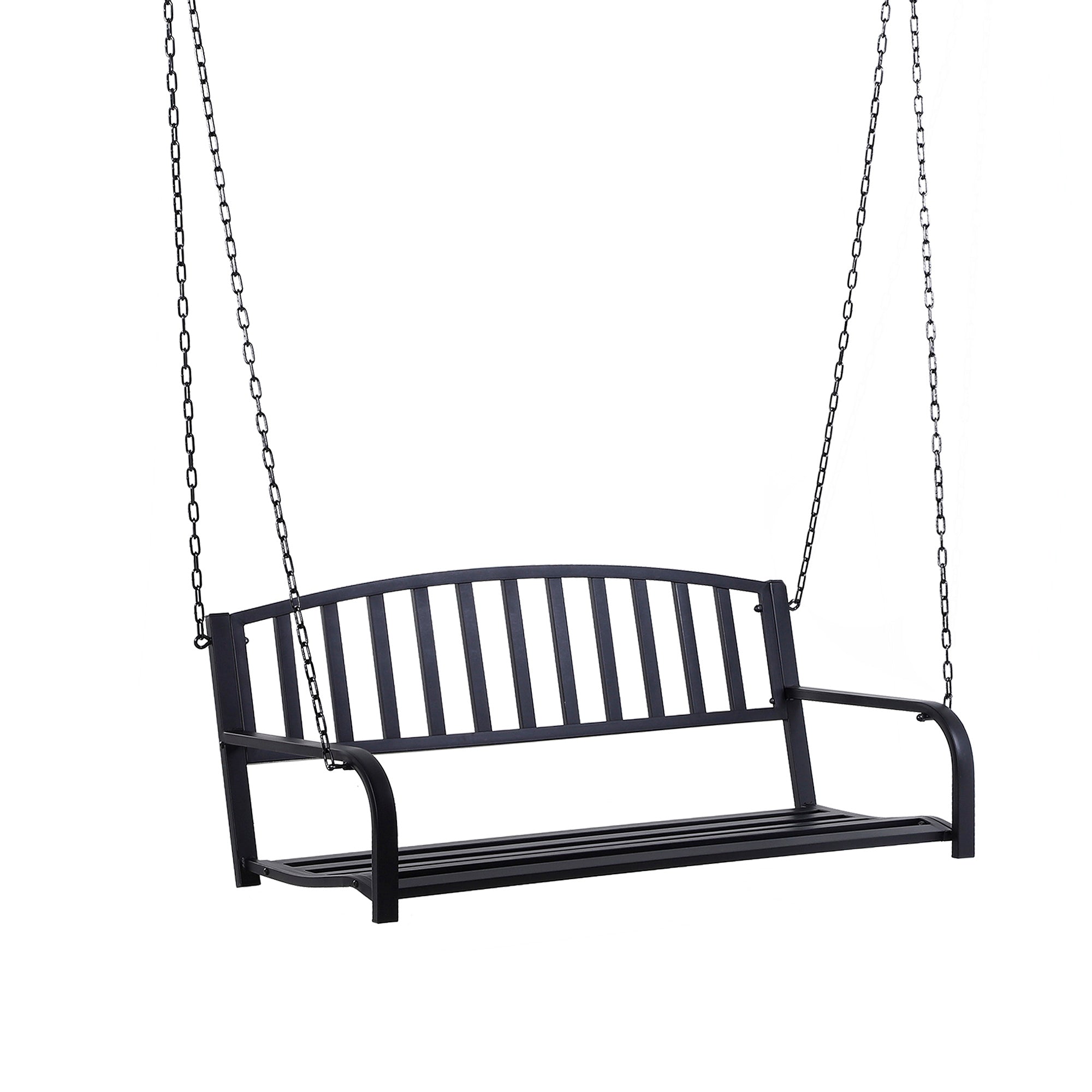 Outsunny Hängender 2-Sitzer Gartenstuhl Hollywoodschaukel mit Metallketten Schwarz 127 x 60 x 53 cm