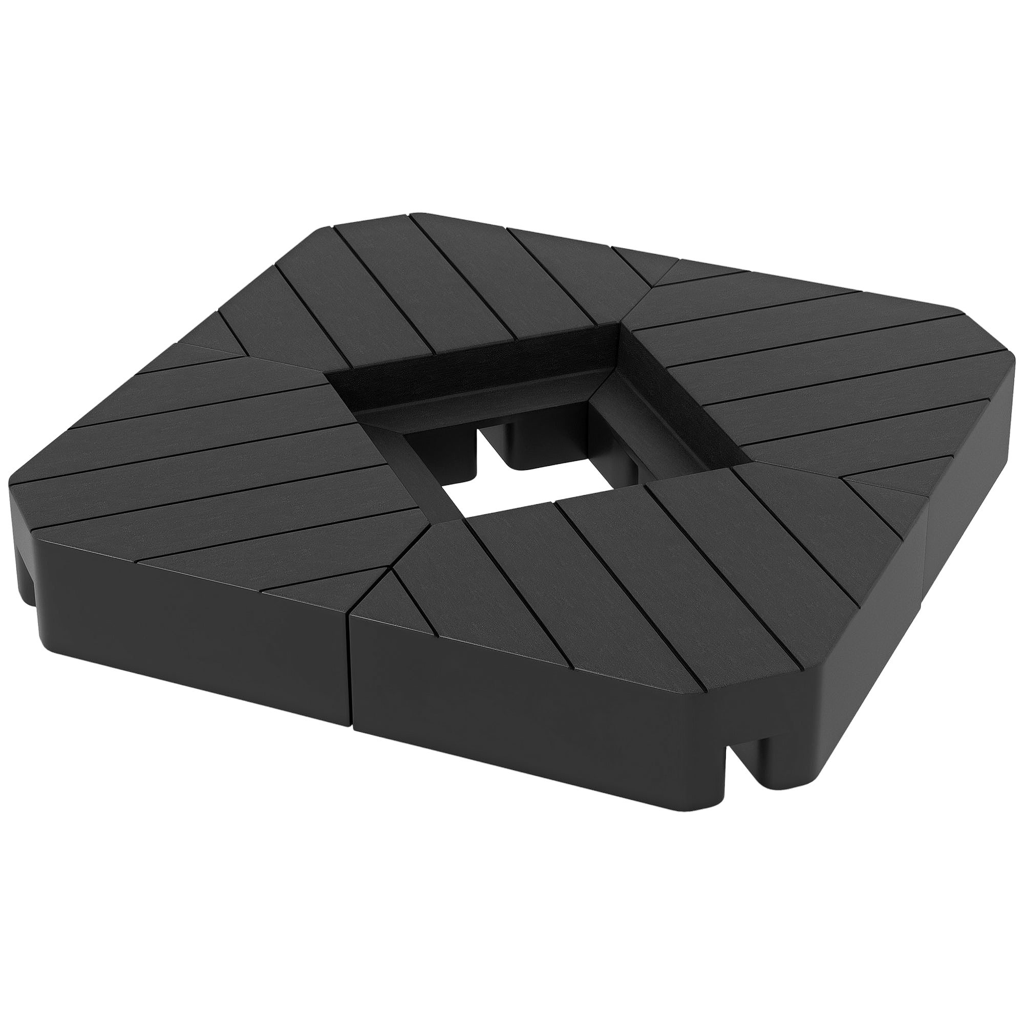 Umbrella Stand 4-Piece Umbrella Weight Wood-look, Cantilever Umbrella Stand, Ground Cross Fillable with Sand/Water up to 20/15 kg Cantilever Umbrella Stand Weights Umbrella Base HDPE Black