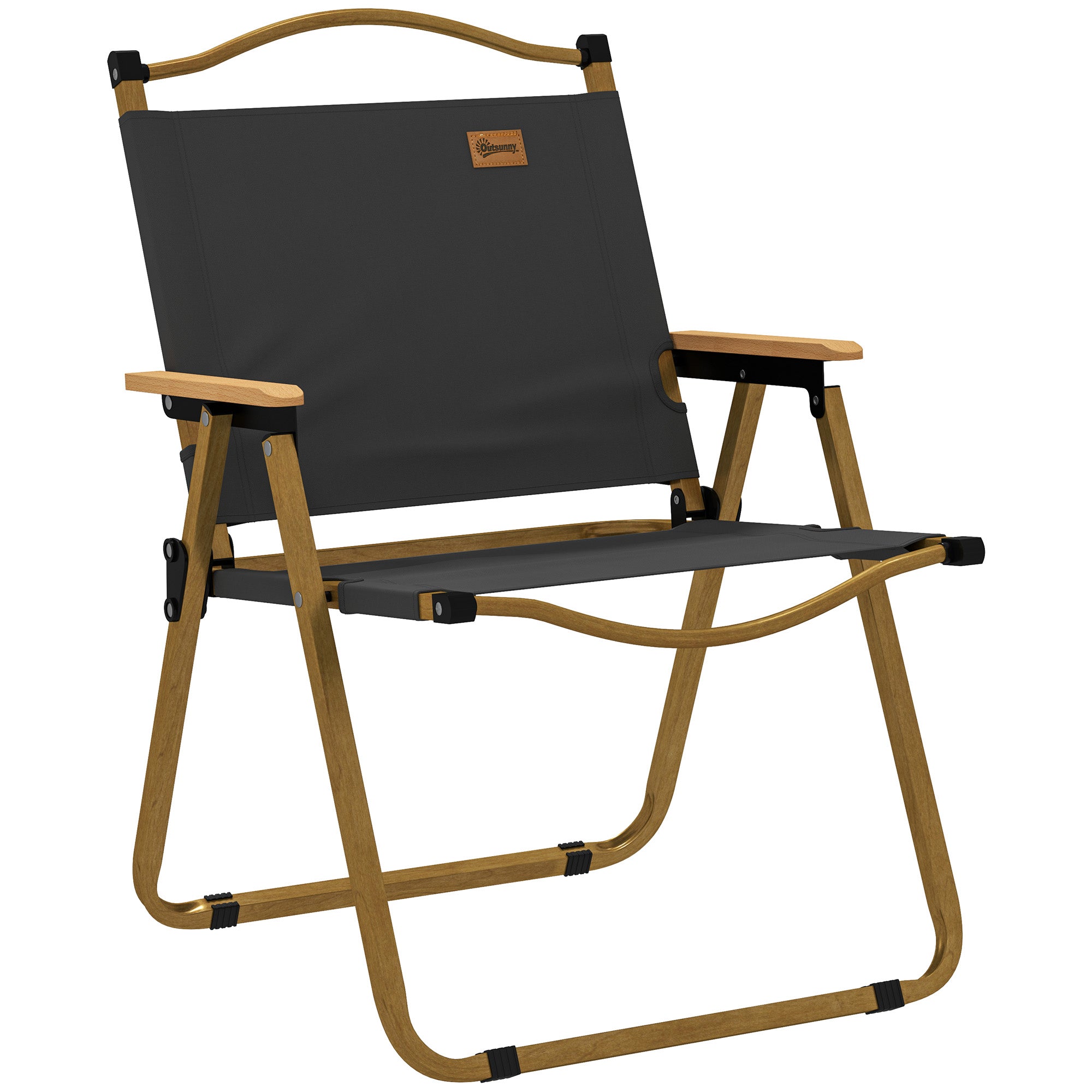 Outsunny Campingstuhl Anglerstuhl Faltstuhl mit Armlehnen - Oxford-Gewebe und Stahlstruktur - 54 x 59 x 78 cm - Dunkelgrau