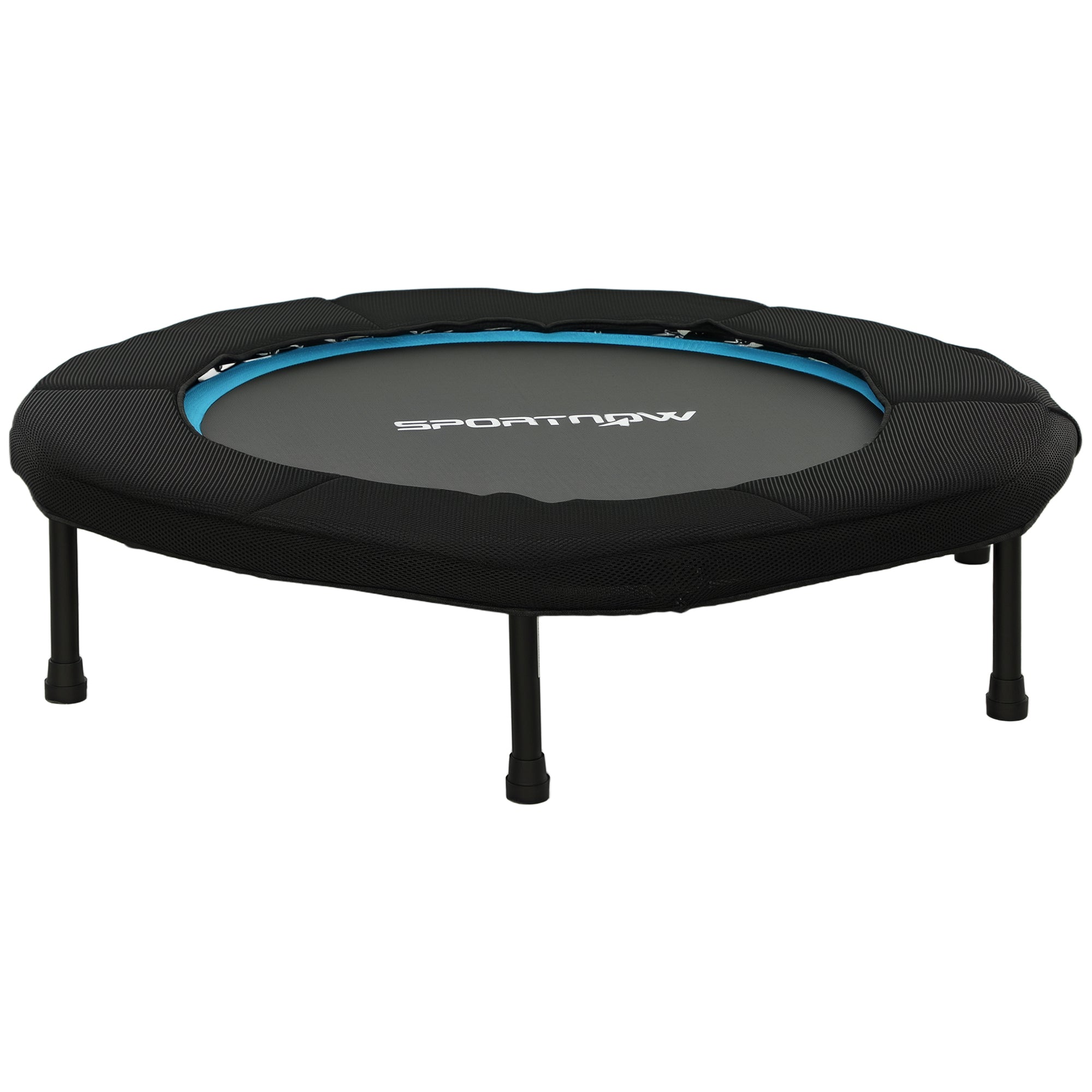 SPORTNOW 102 cm Faltbares Fitness-Trampolin Elastische Liege mit Stahlrahmen Rutschfeste Tragfähigkeit 100 kg für Beintraining zu Hause Büro Fitnessstudio Blau