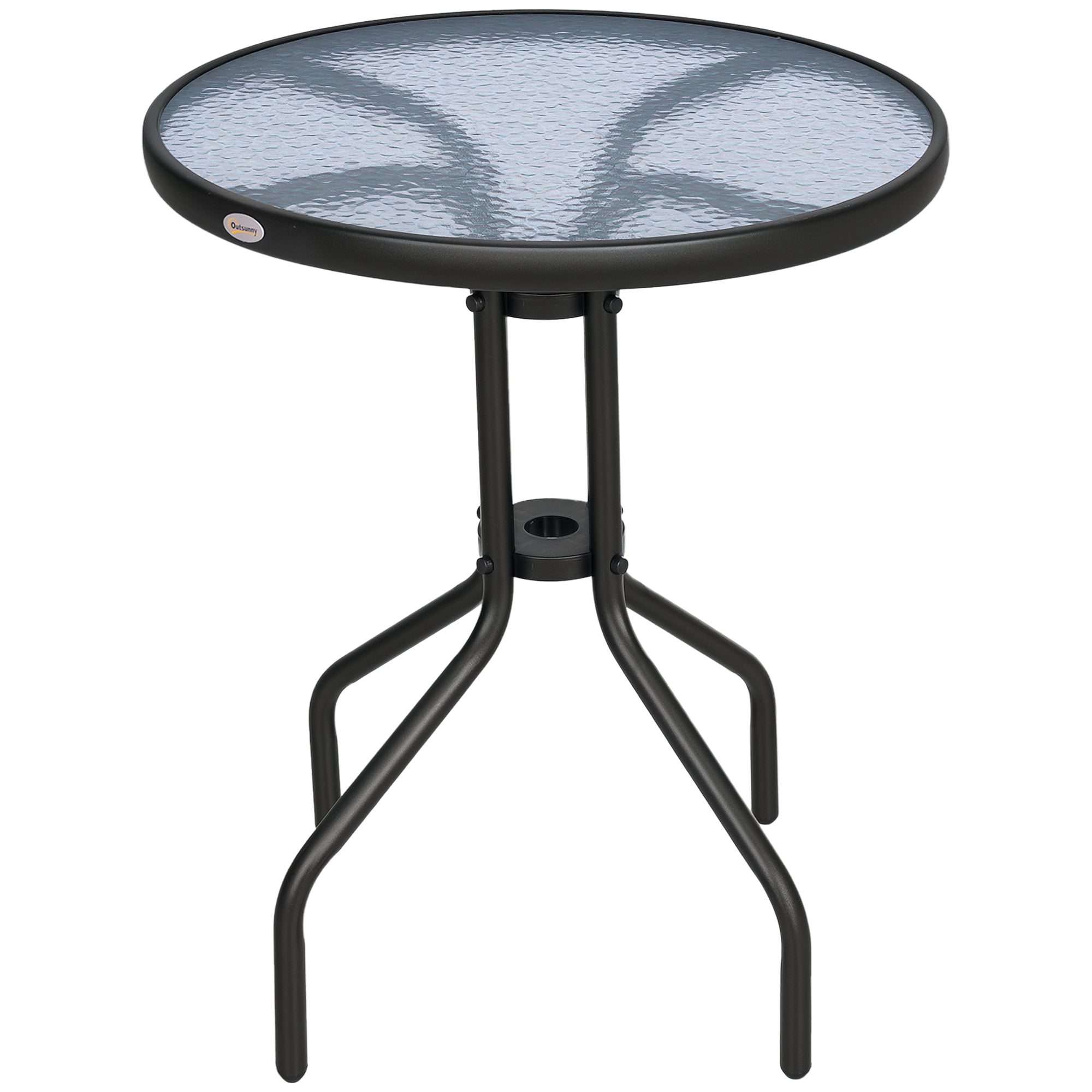 Garden Table ?60xH70cm, Weatherproof Patio Table made of Metal, Dining Table with Water Ripple Pattern, Outdoor Camping Side Table, Round Patio Table for Garden Balcony Black