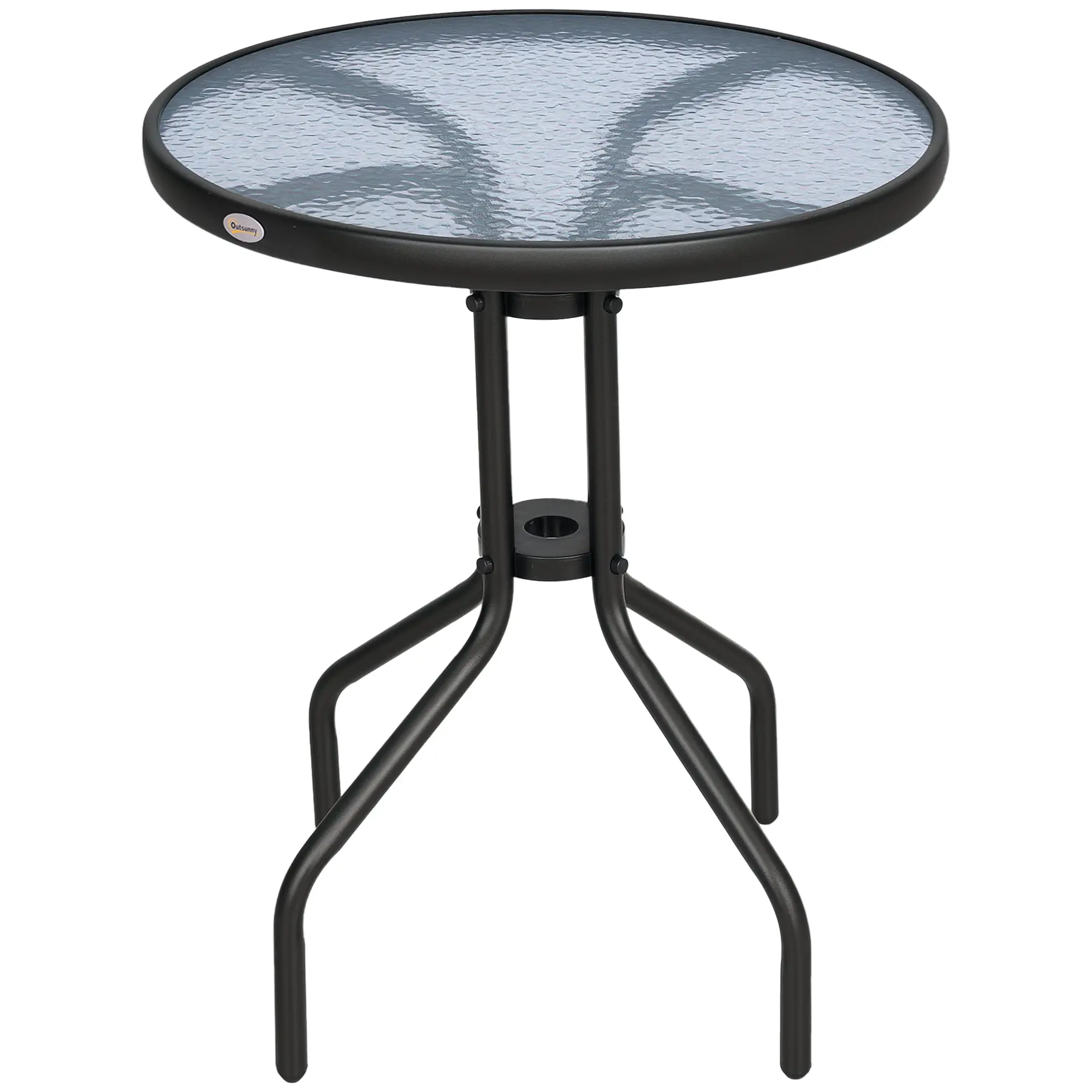 Garden Table ?60xH70cm, Weatherproof Patio Table made of Metal, Dining Table with Water Ripple Pattern, Outdoor Camping Side Table, Round Patio Table for Garden Balcony Black