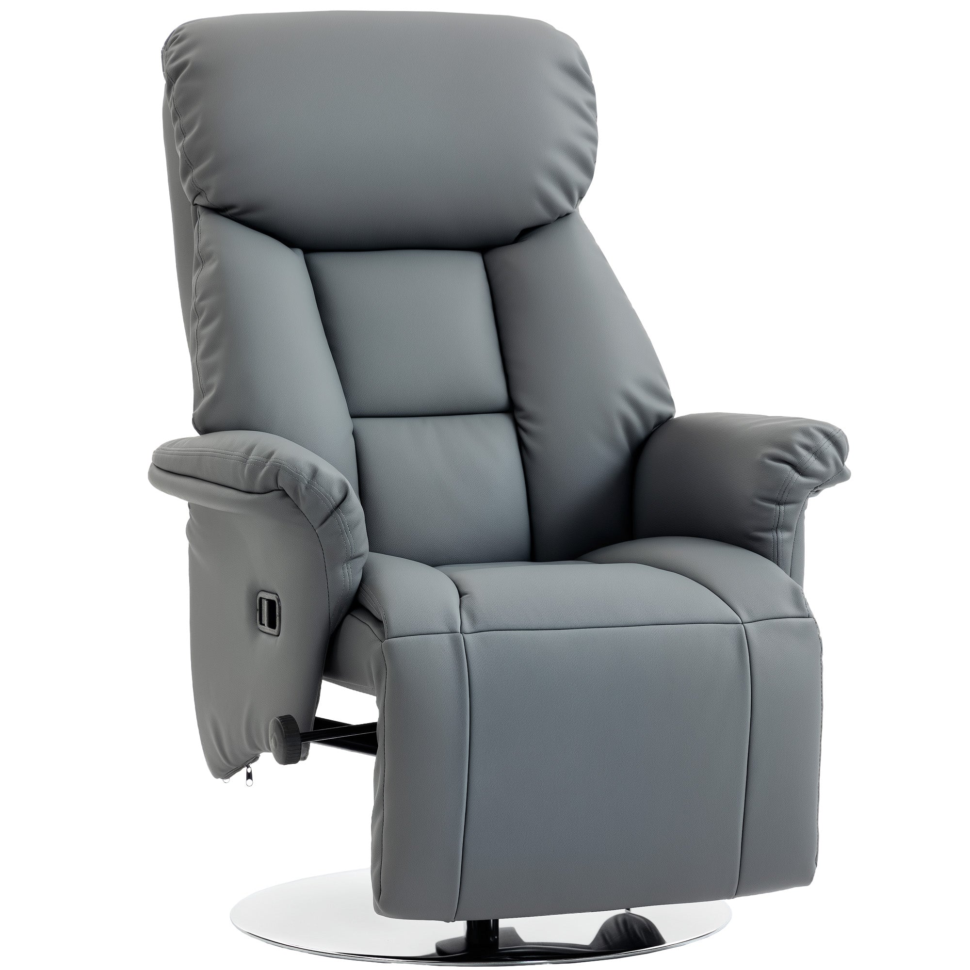 Swivel Recliner Chair with Adjustable Footrest, PU Leather Armchair, Up to 265 lb, Gray