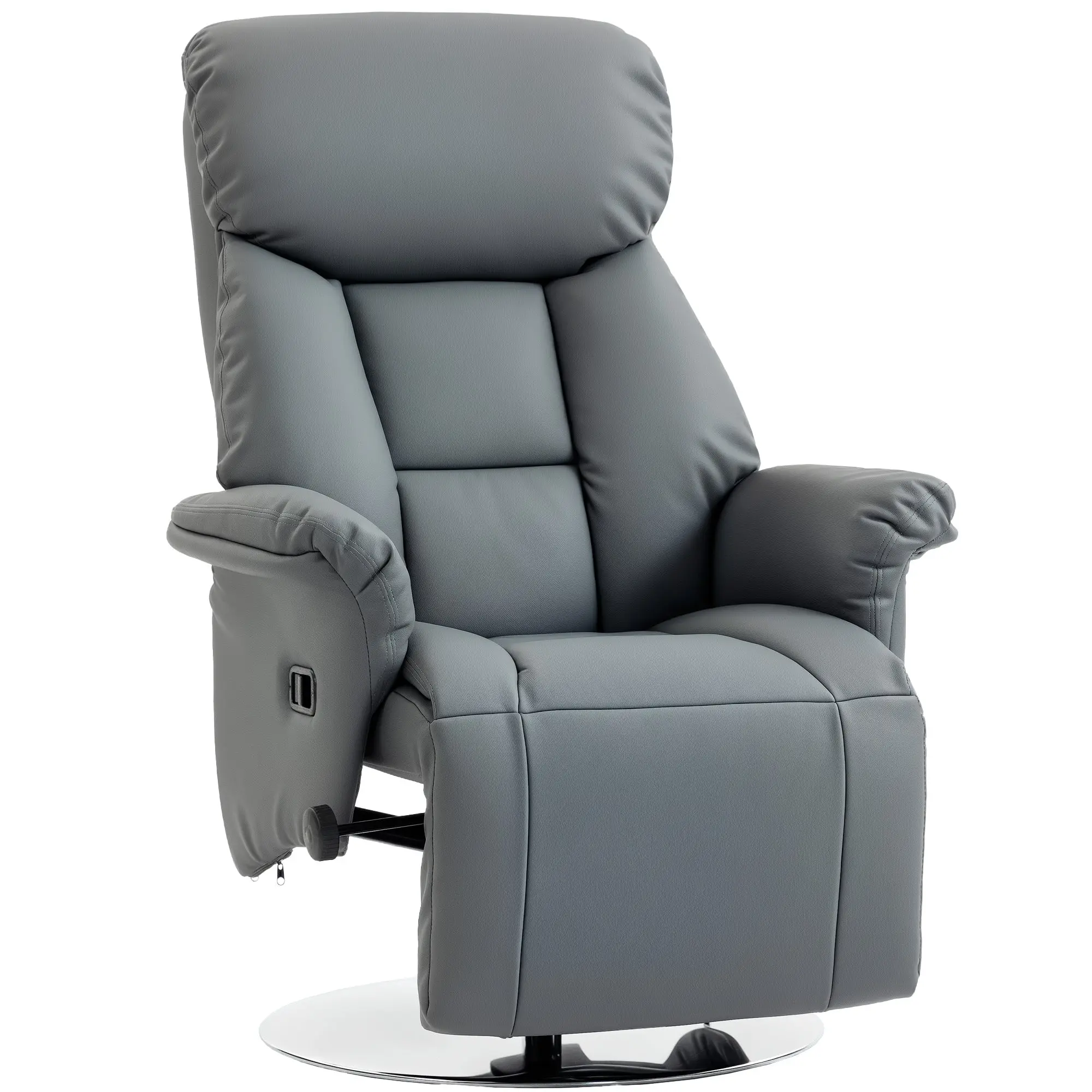 Swivel Recliner Chair with Adjustable Footrest, PU Leather Armchair, Up to 265 lb, Gray