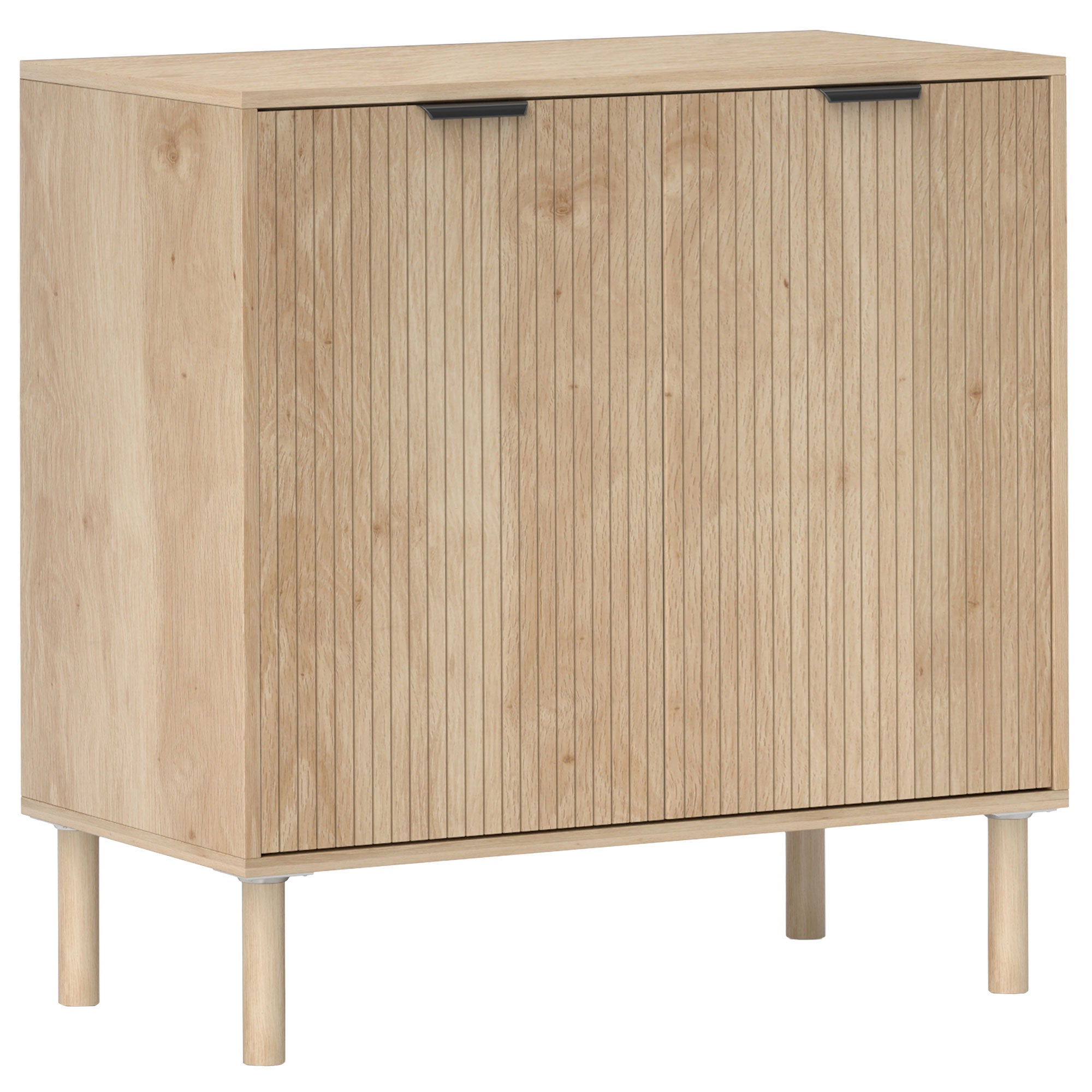 Living Room Sideboard with Adjustable Shelf, 2 Doors, Anti-tipping System, and Pine Wood Legs for Dining Room Hallway 78x40x77.5 cm Oak