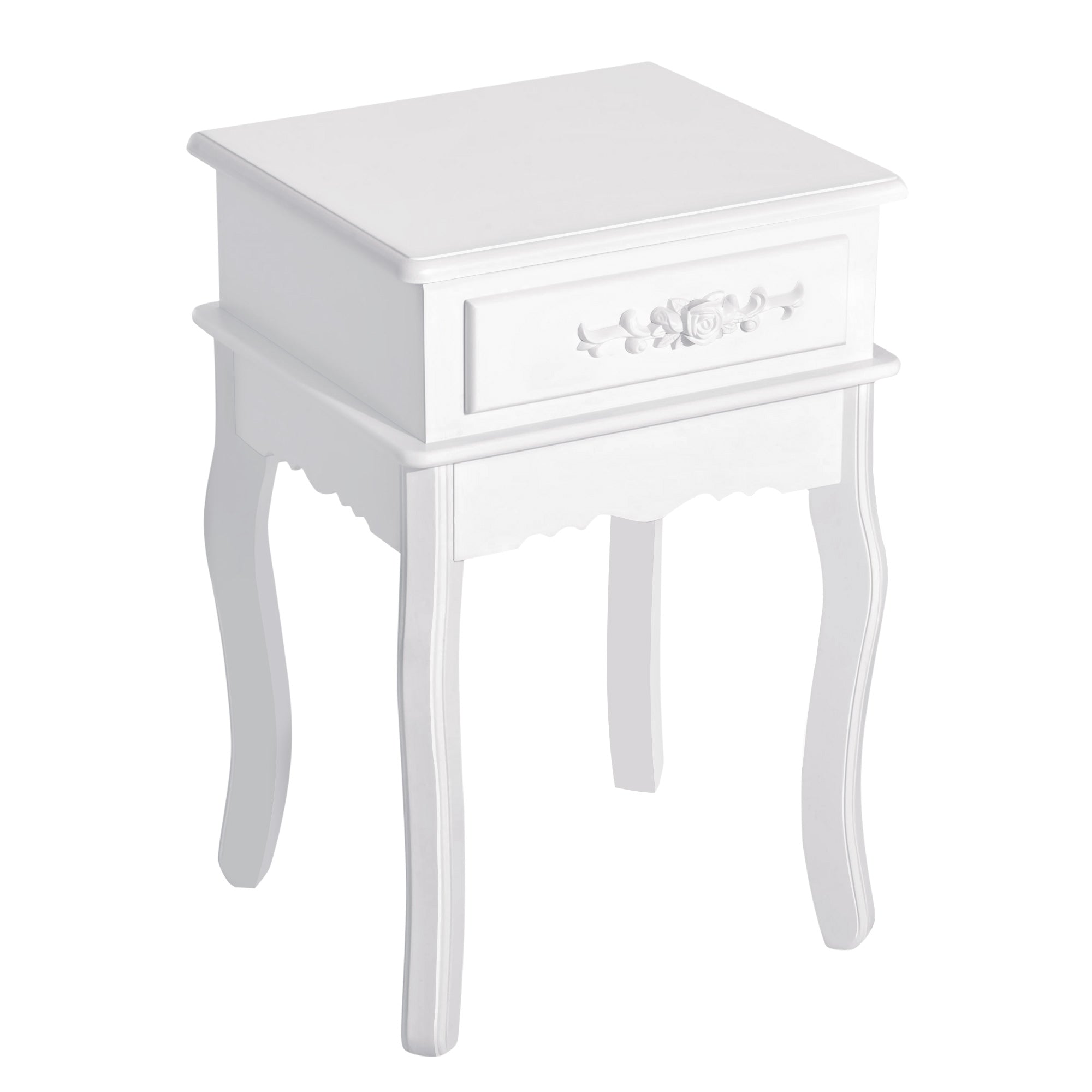 HOMCOM Natbord med 1 Skuffe Træ Sidebord til Soveværelse Stue Moderne Stil 40x35x60 cm Hvid