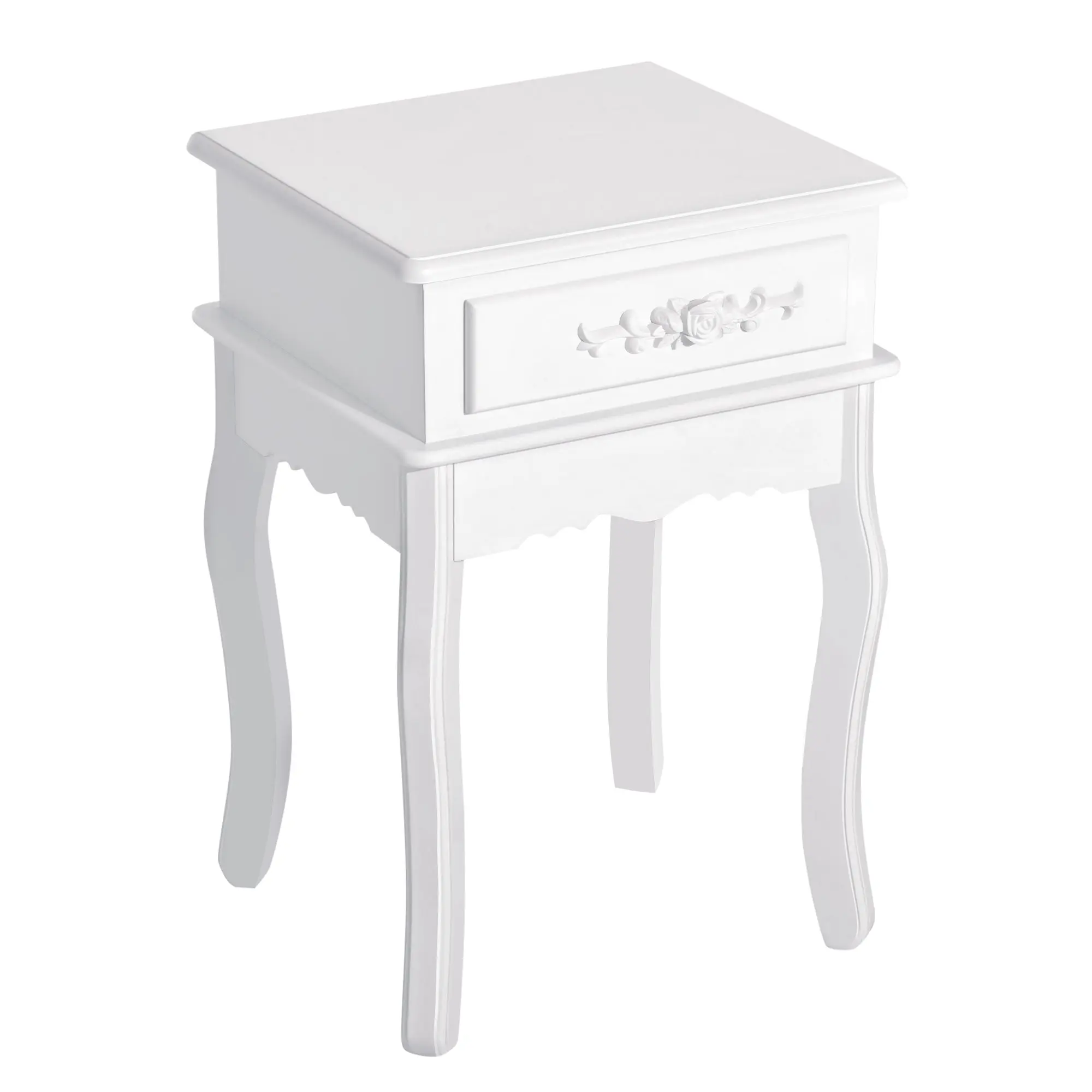 Nightstand with 1 Drawer Wood Side Table for Bedroom Living Room Modern Style 15.75x13.78x23.62 inches White