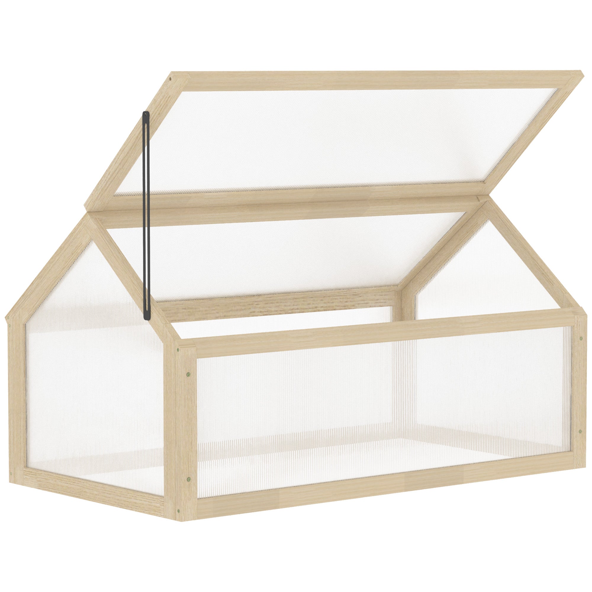 Outsunny Mini Zelenjavnik iz lesa 90 x 52 x 49,5 cm, Rastlinska postelja s pokrovom, Hladni okvir za prenos svetlobe, Zimskobojna dvignjena greda za vrt in balkon