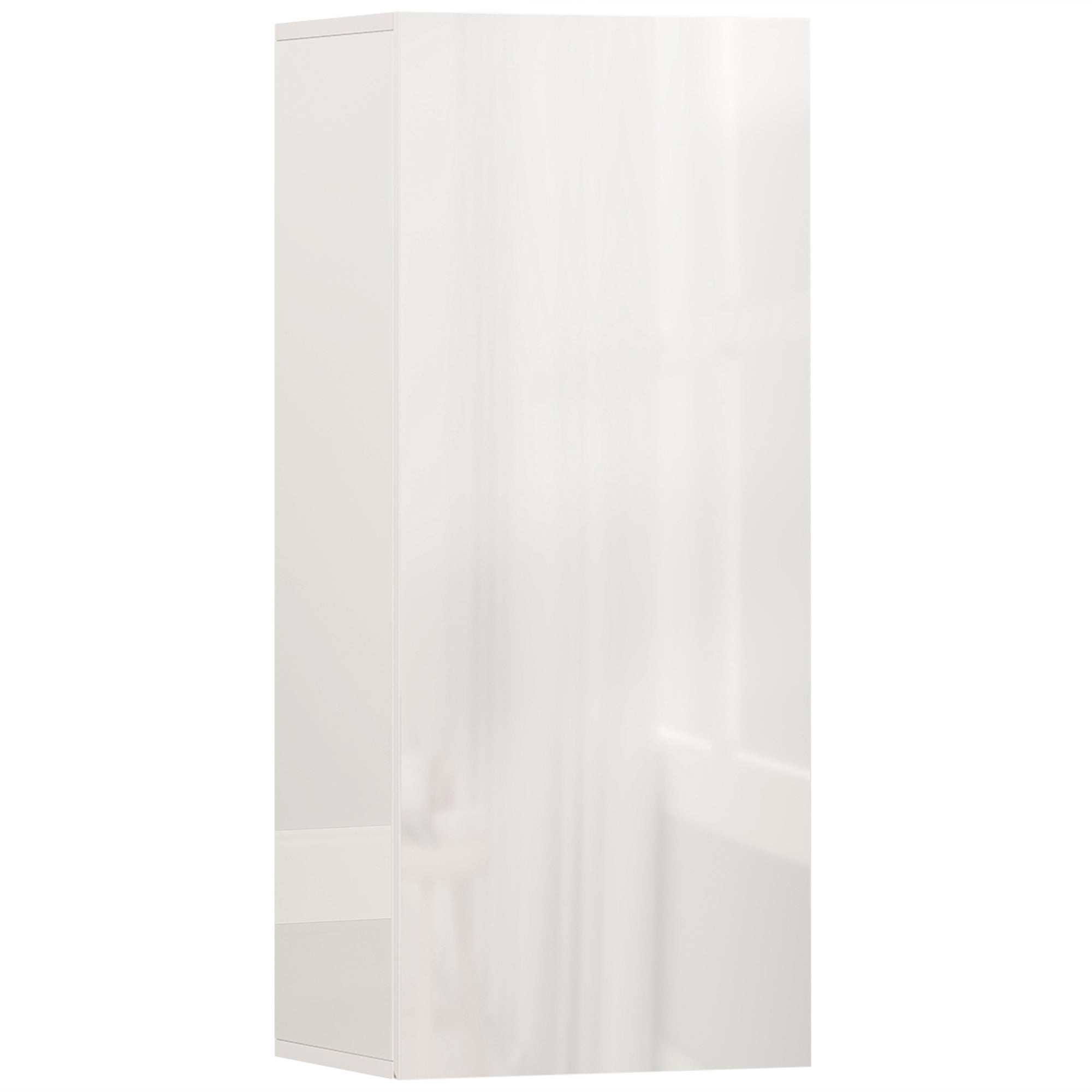 Wall-Mounted Bathroom Cabinet, Handleless Door, 2 Adjustable Tempered Glass Shelves, 11.8 x 9.2 x 28.0 in (30 x 23.4 x 71.2 cm), Glossy White