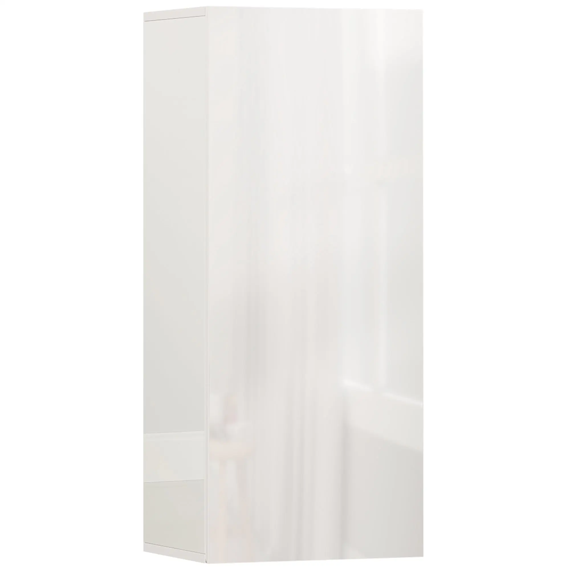 Wall-Mounted Bathroom Cabinet, Handleless Door, 2 Adjustable Tempered Glass Shelves, 11.8 x 9.2 x 28.0 in (30 x 23.4 x 71.2 cm), Glossy White
