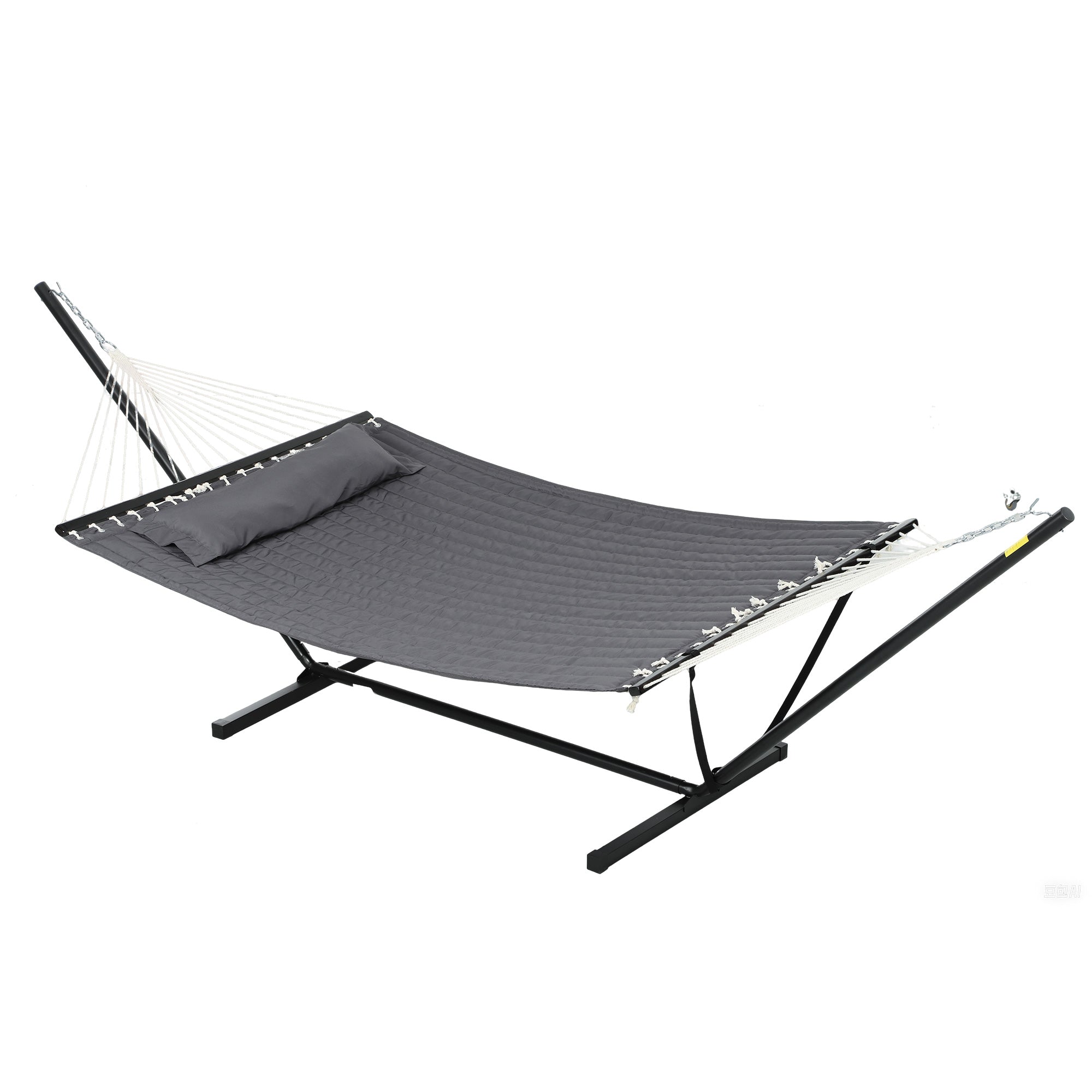 Outsunny hængekøje med stativ og pude, stålhængestativ med spredningsstænger, til udendørs camping, strand, mørkegrå