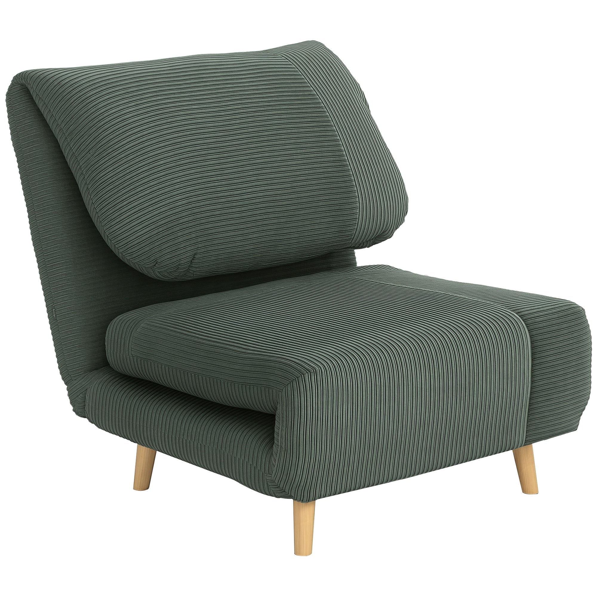 2-in-1 Sleep Sofa Sleeper Chair Adjustable Folding Mattress Guest Bed in Corduroy Look, for Bedroom, Living Room Green 82 x 89 x 83 cm