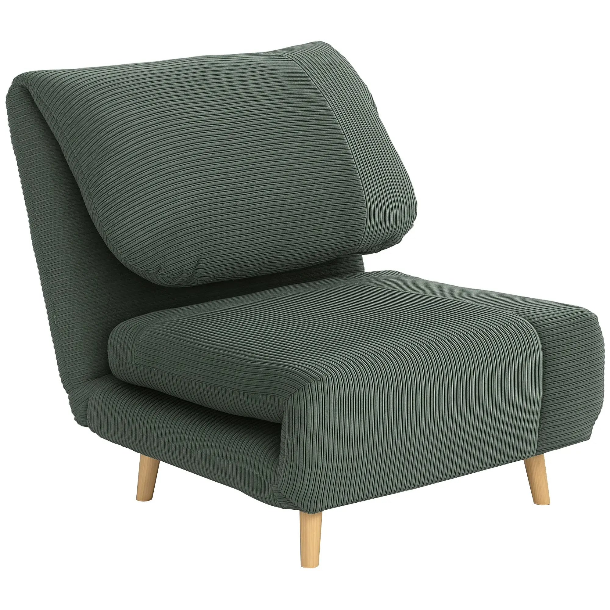 2-in-1 Sleep Sofa Sleeper Chair Adjustable Folding Mattress Guest Bed in Corduroy Look, for Bedroom, Living Room Green 82 x 89 x 83 cm