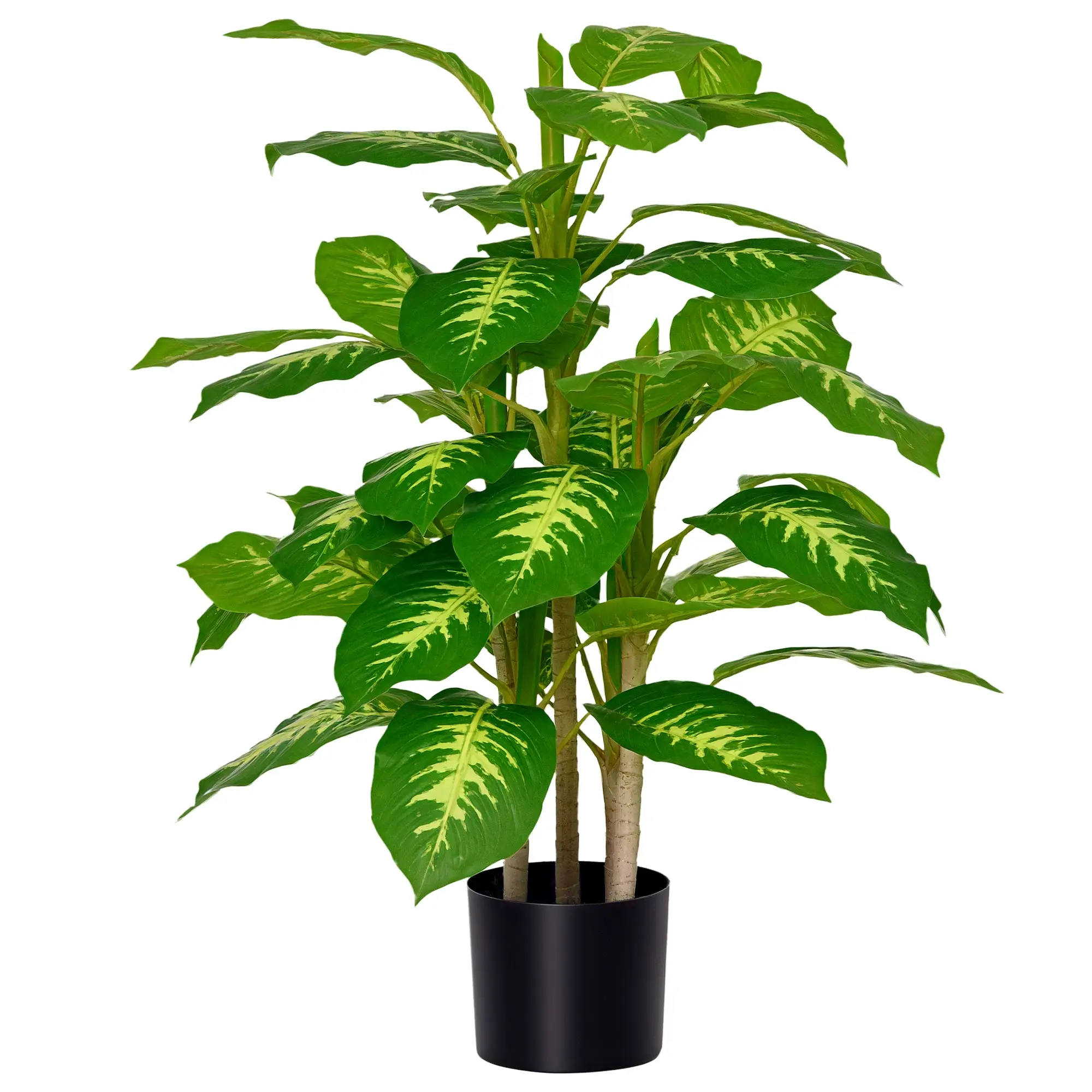 Large Artificial Dieffenbachia 95 cm Fake Plant, Artificial Dieffenbachia Plant in Pot, Artificial Tree with Artificial Grass for Living Room Bedroom Decor Garden
