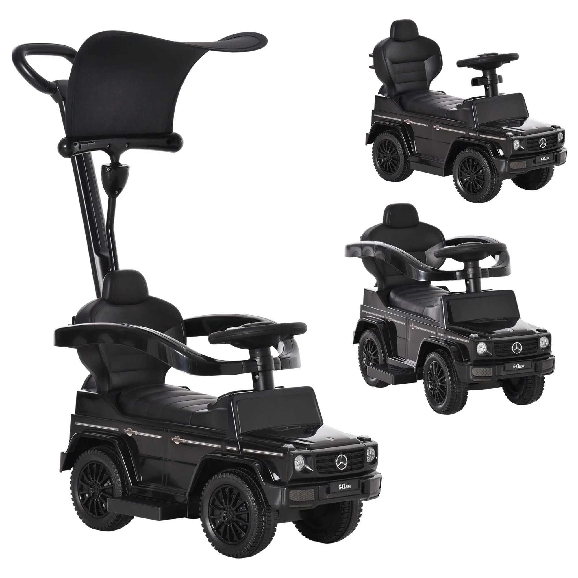 Ride-On Toy for Kids with Mercedes G350 License Ride-On Car for Kids 1-3 Years with Horn Removable Canopy and Guardrail Load 25 kg 85.5x40.5x95 cm Black