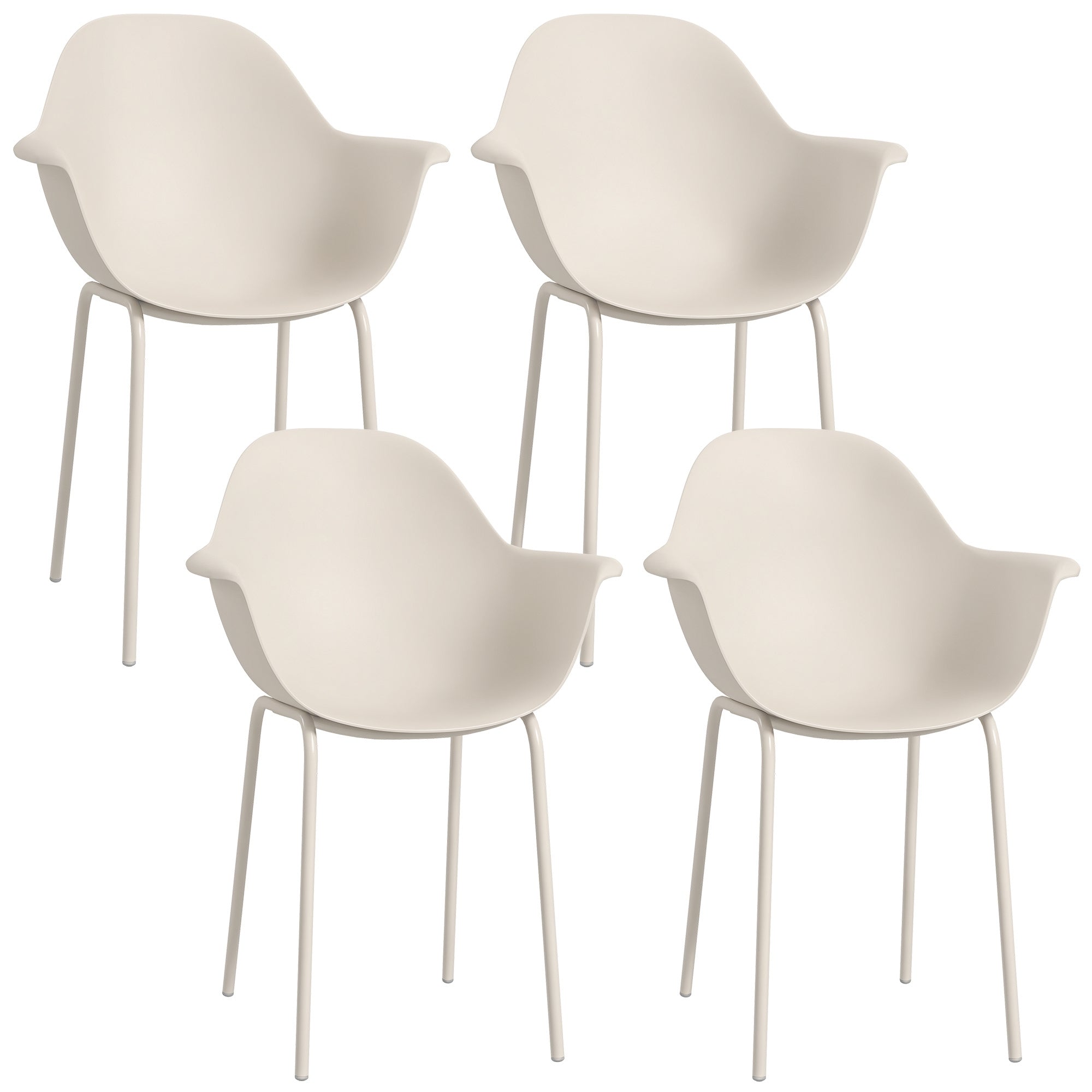 Garden Chair 4-Piece Set Weatherproof Plastic Garden Chairs with Armrests Backrest Terrace Chair Up to 120 kg Load Capacity Outdoor Furniture for backyard, garden, balcony Gray