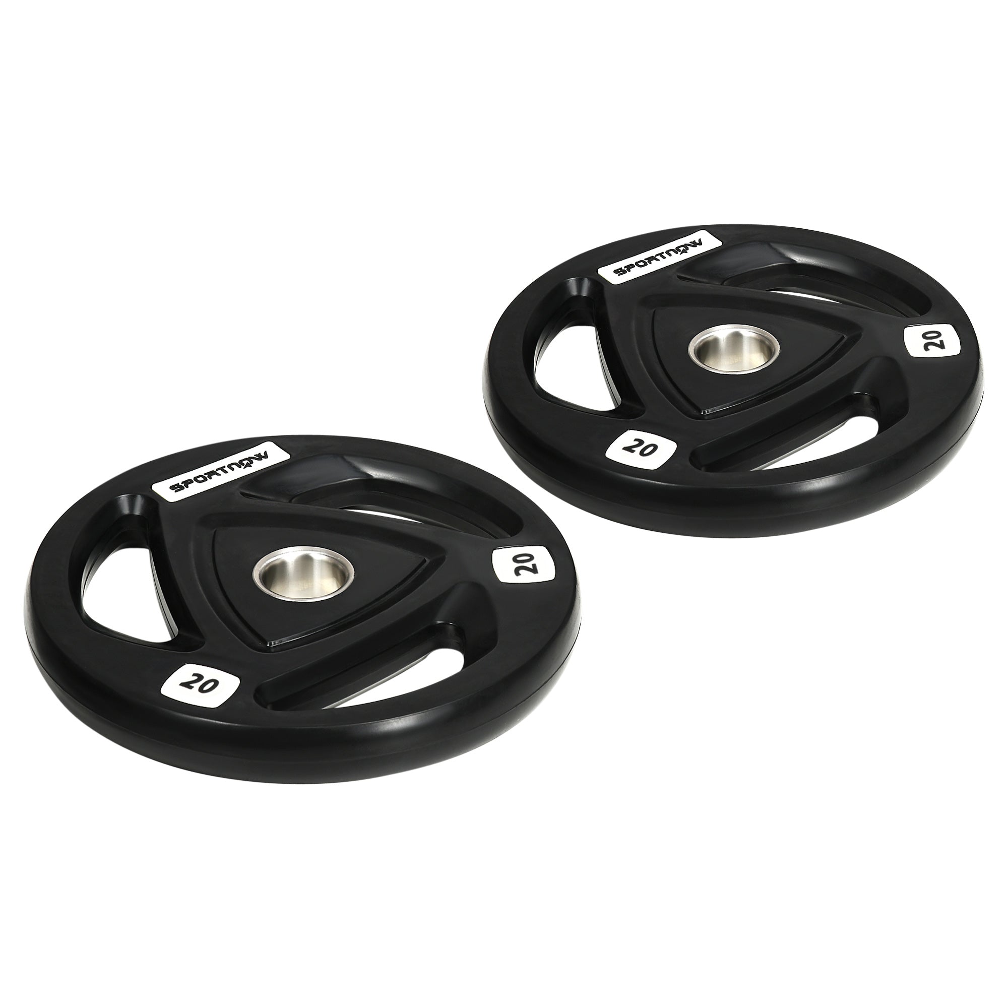SPORTNOW Set of 2 Steel Weight Plates 2x20kg with Rubber Coating, ?5cm Hole for Barbell and Manual Grips