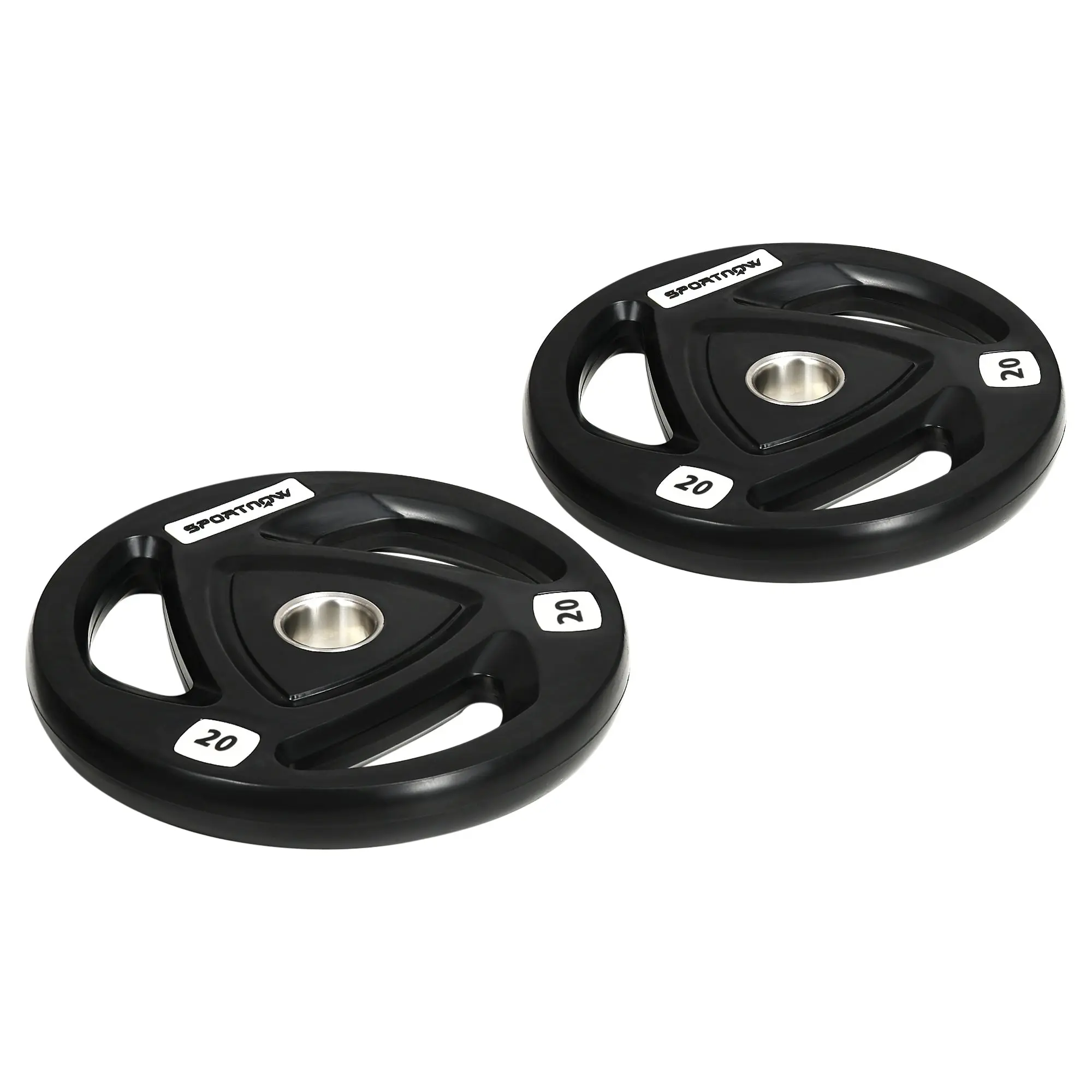 SPORTNOW Set of 2 Steel Weight Plates 2x20kg with Rubber Coating, ?5cm Hole for Barbell and Manual Grips