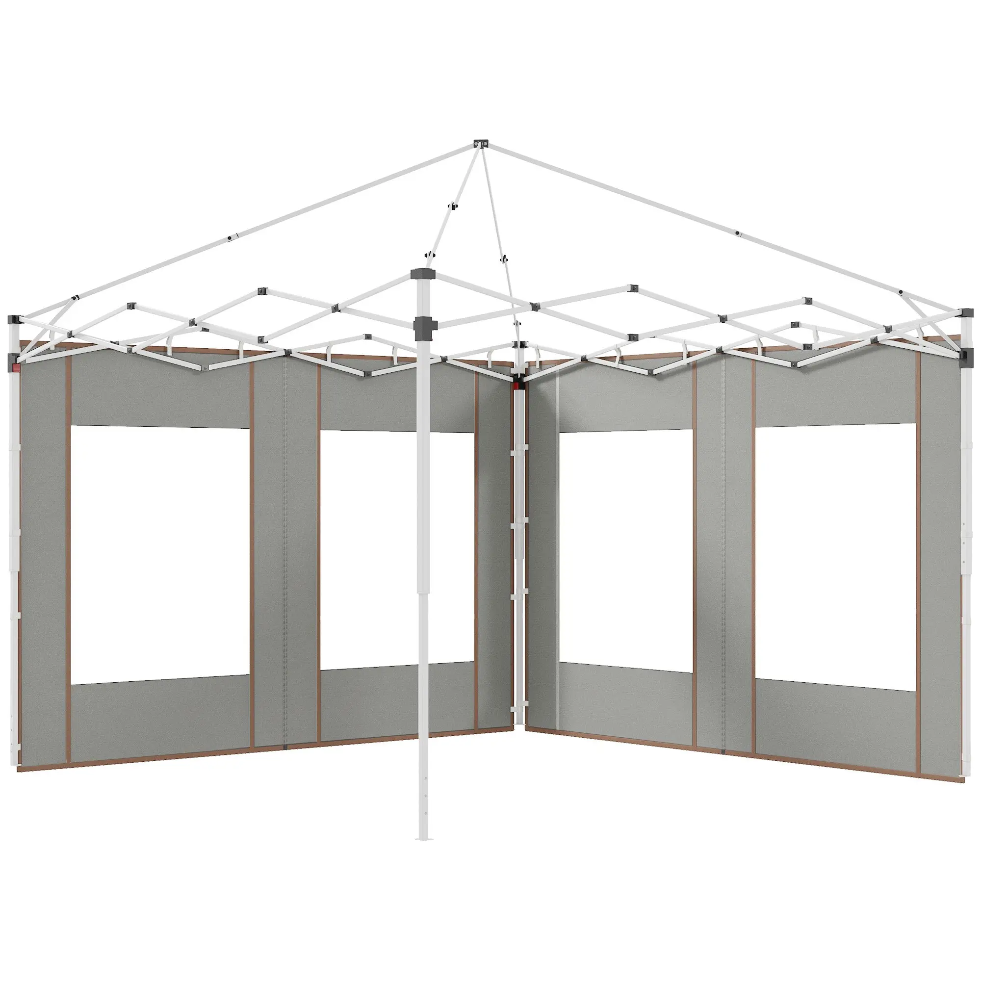 Set of 2 Side Walls for Gazebo 3x6m and 3x3m, Oxford Fabric Canopy with Windows and Zippers, 295x195cm, Gray
